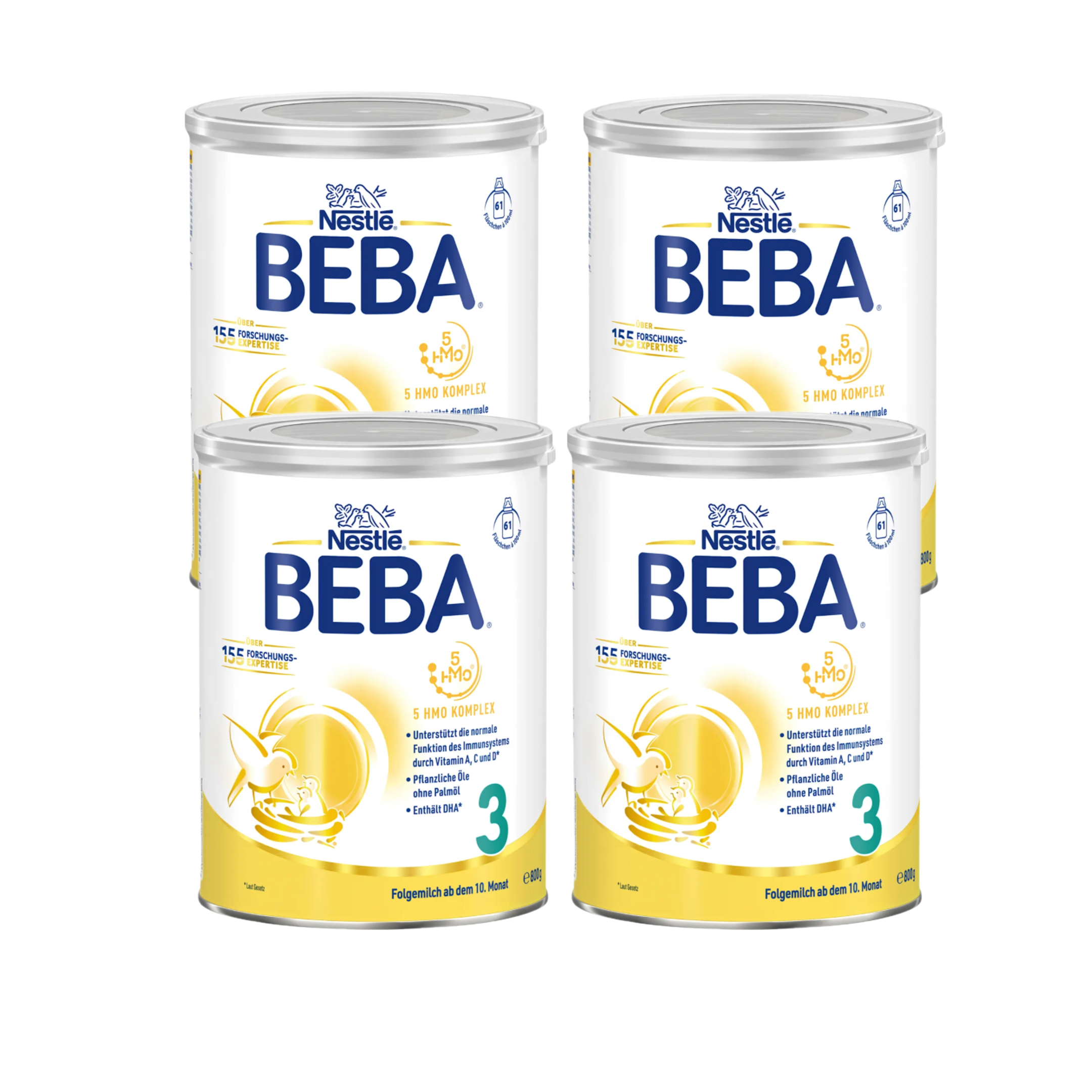 Nestlé BEBA 3 Follow-On Formula Family Value Pack 3200g 4 × 800 g | From 10 Months | 5 HMOs, DHA & ALA | Lactose Only | Palm Oil Free