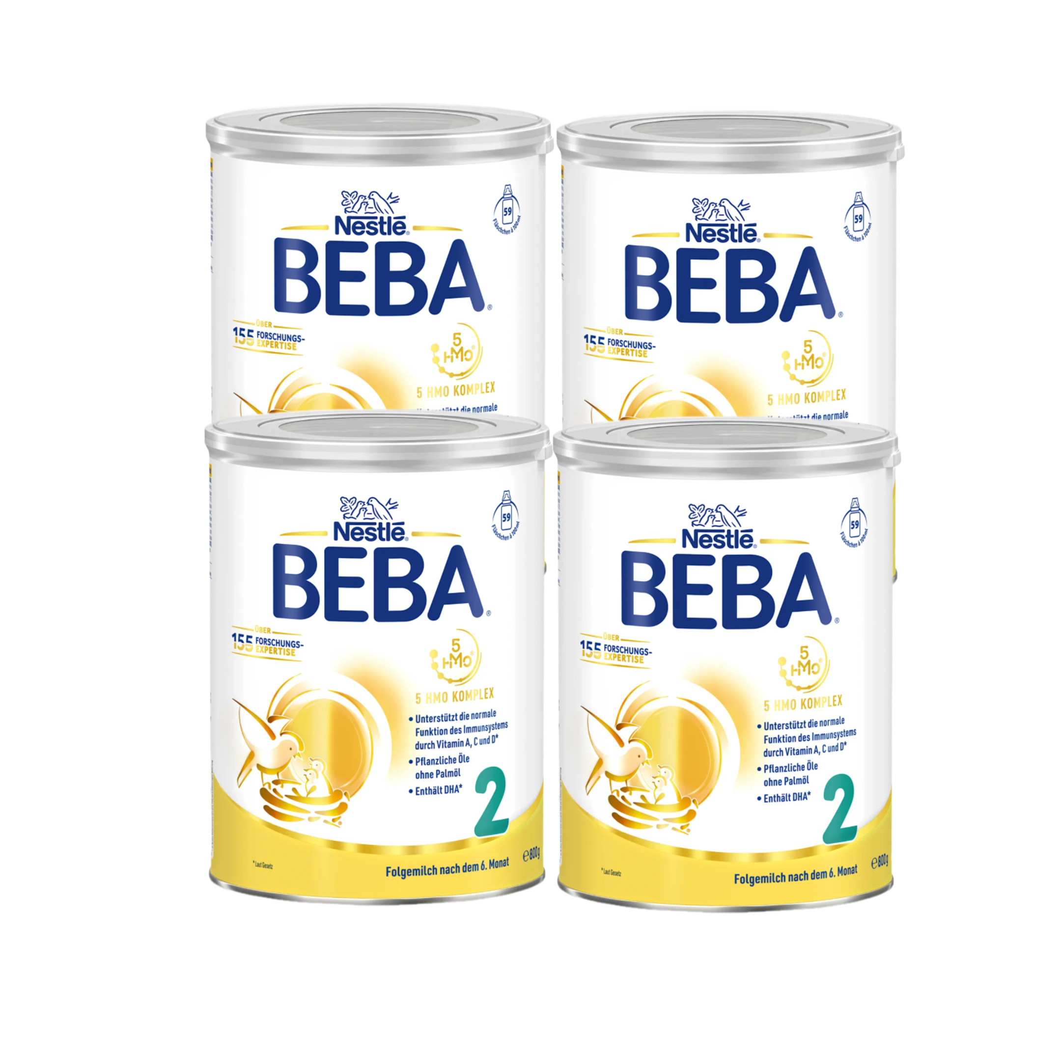 Nestlé BEBA 2 Follow-On Formula Family Value Pack 3200g 4 × 800 g | From 6 Months | 5 HMOs, DHA & ALA | Lactose Only | Palm Oil Free