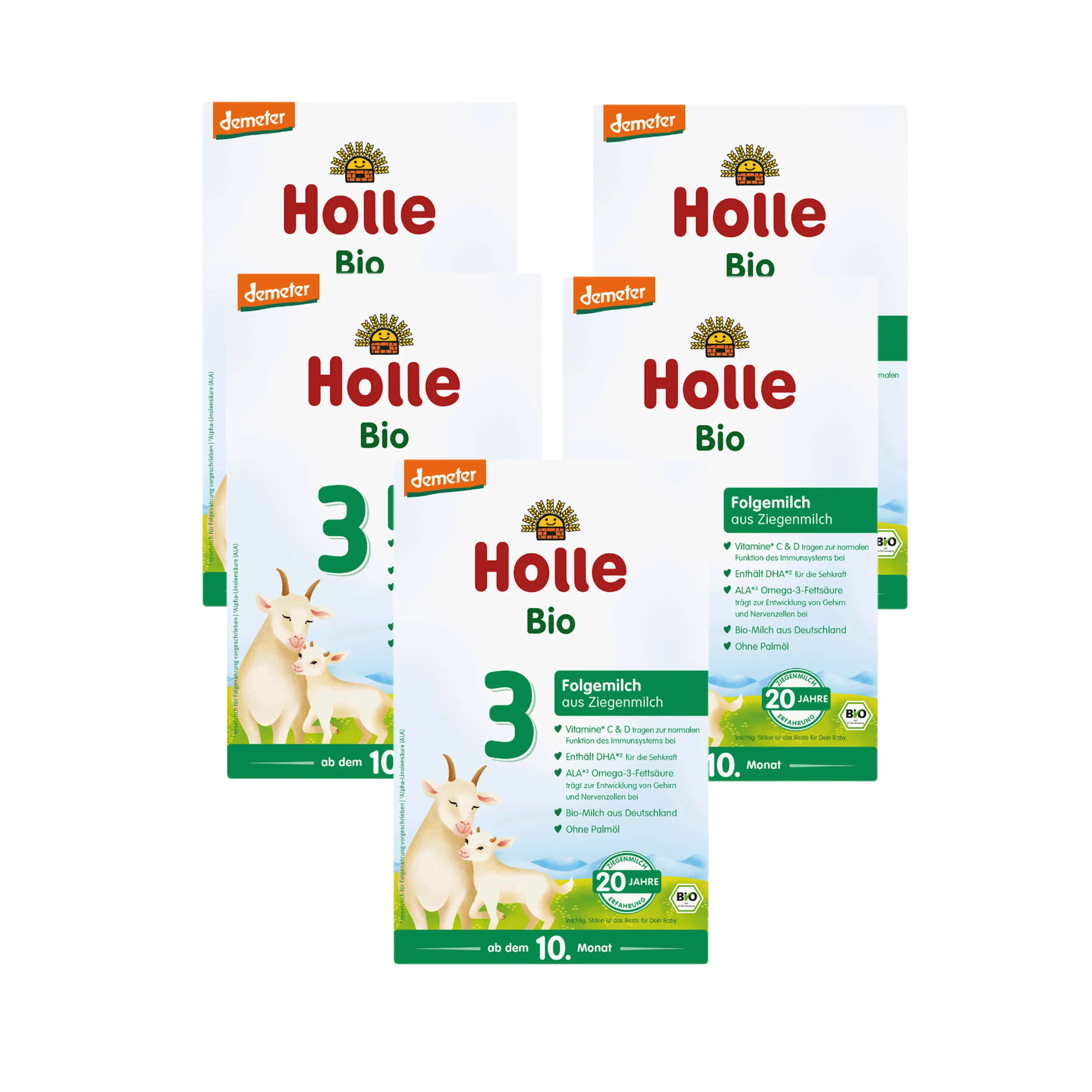 Holle Organic Goat Milk Follow-On Formula 3 Value Pack 2000g 5 × 400 g | From 10 Months | Demeter Organic | Goat Whole Milk | Palm Oil Free
