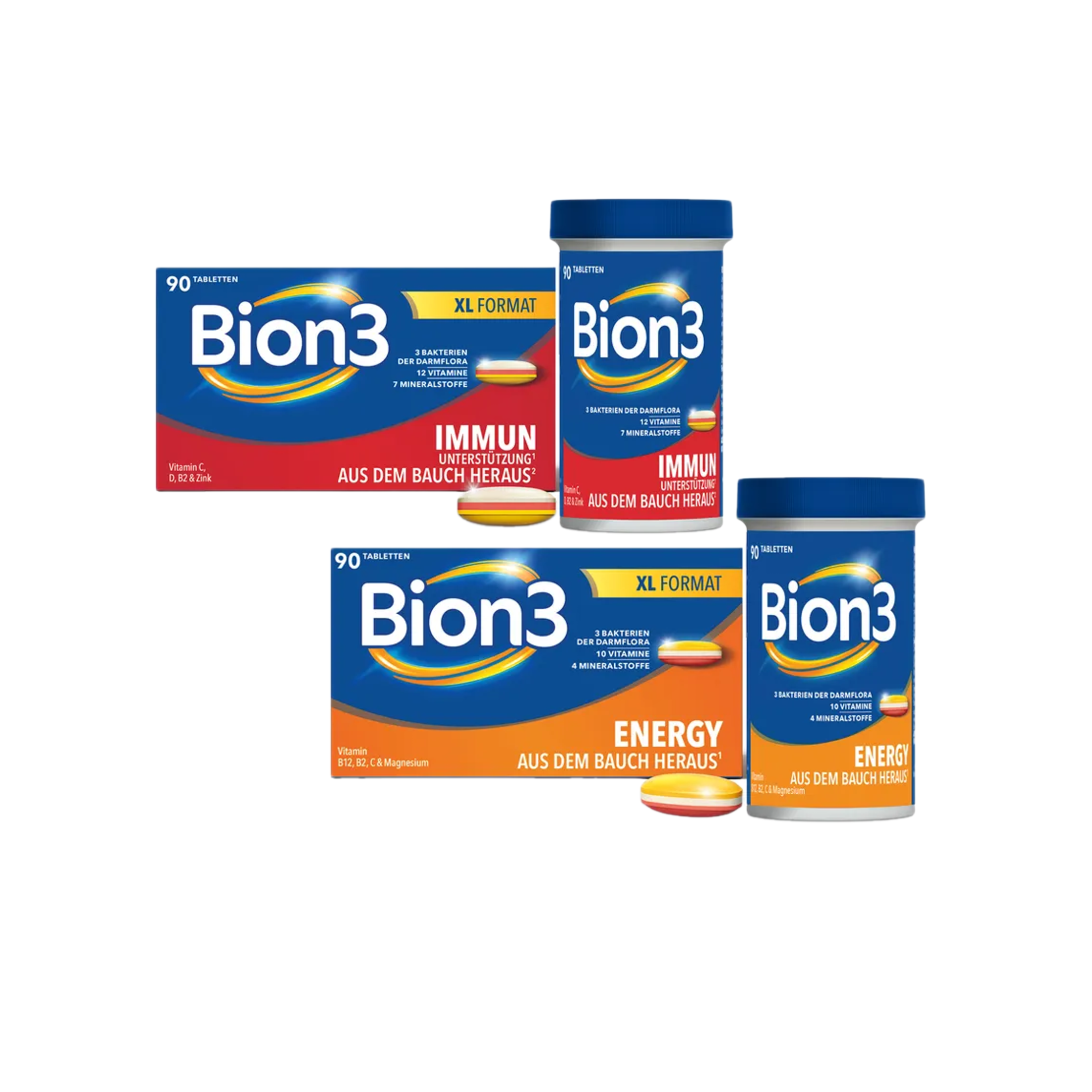 Bion3 Immun + Energy Bundle 60 Tablets Total | Immune Support + Daily Energy | Vitamins, Minerals & Tri-Bion® Probiotics PZN 11587184 + 18010743