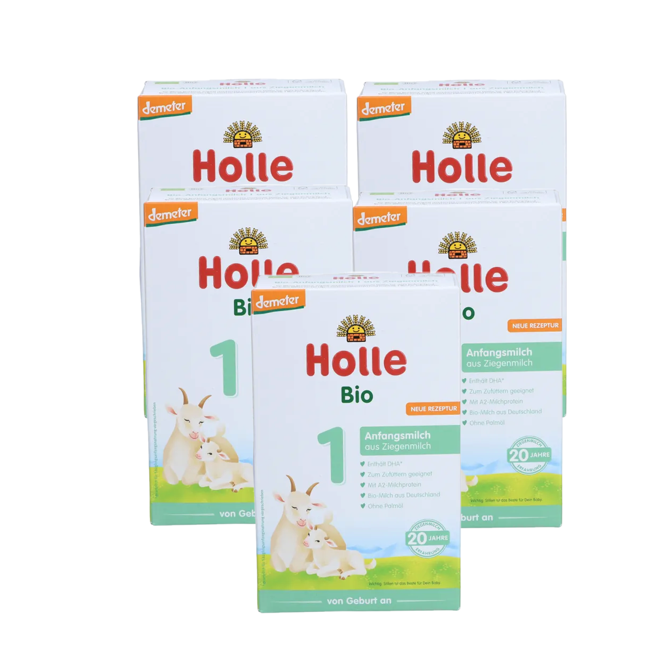 Holle Organic Goat Milk Infant Formula 1 Value Pack 2000g 5 × 400 g | From Birth | Demeter Organic | Whole Goat Milk | Palm Oil Free