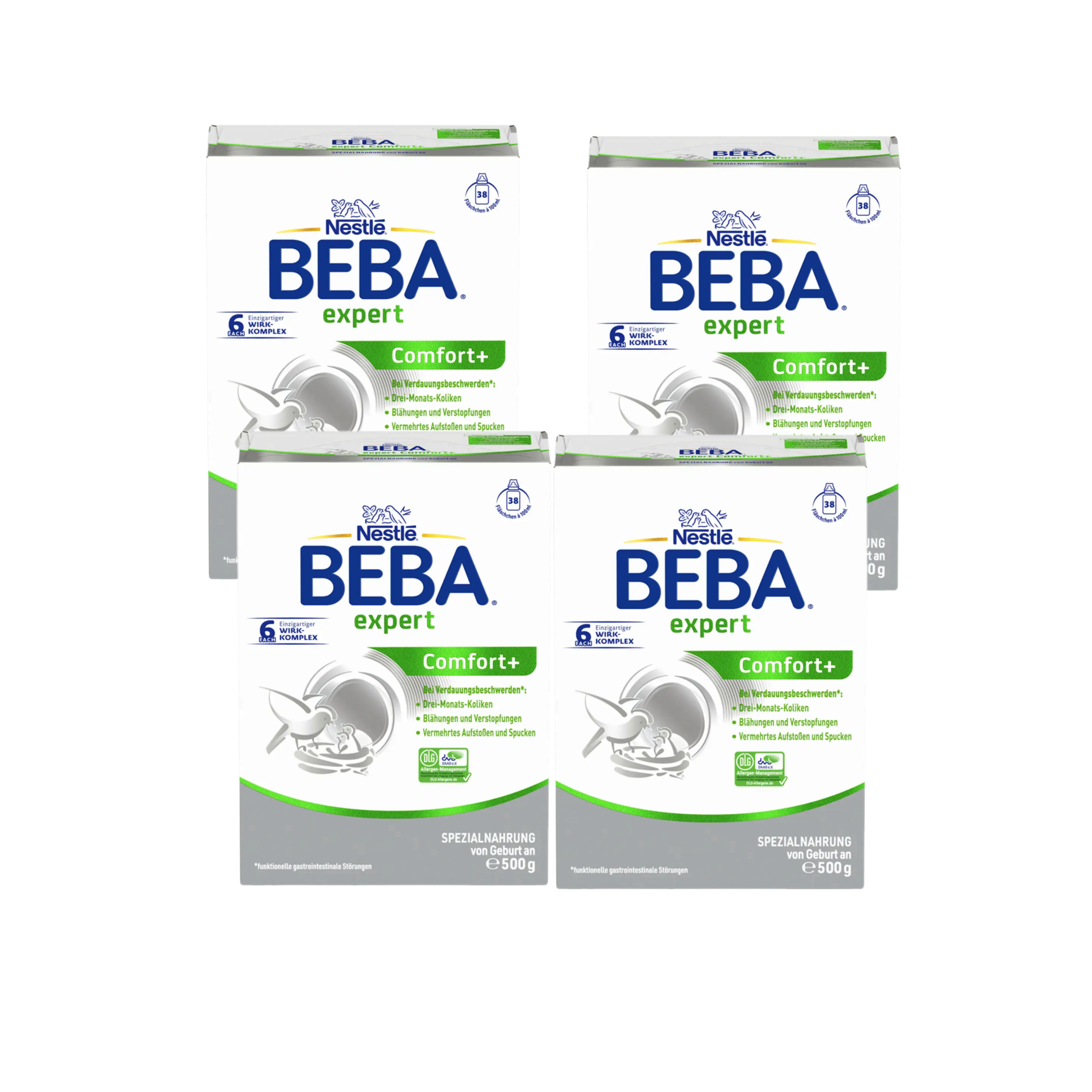 Nestlé BEBA Comfort+ Special Formula Family Value Pack 2000g 4 × 500 g | From Birth | For Colic, Constipation & Digestive Comfort | Hydrolyzed Protein