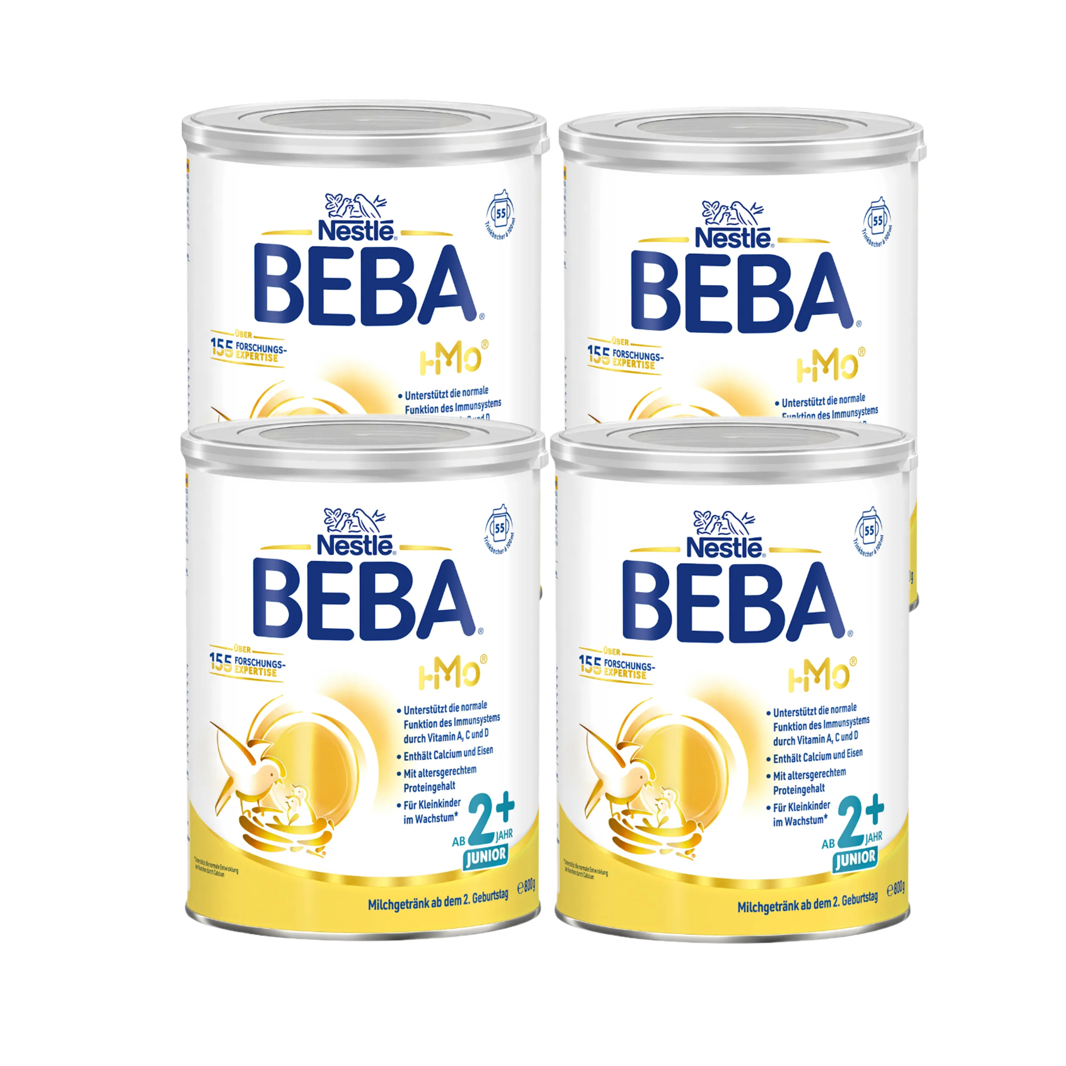 Nestlé BEBA Junior 2+ Toddler Milk Family Value Pack 3200g 4 × 800 g | From 2 Years With HMO, Calcium, Iron & Vitamins A, C, D | Palm Oil Free