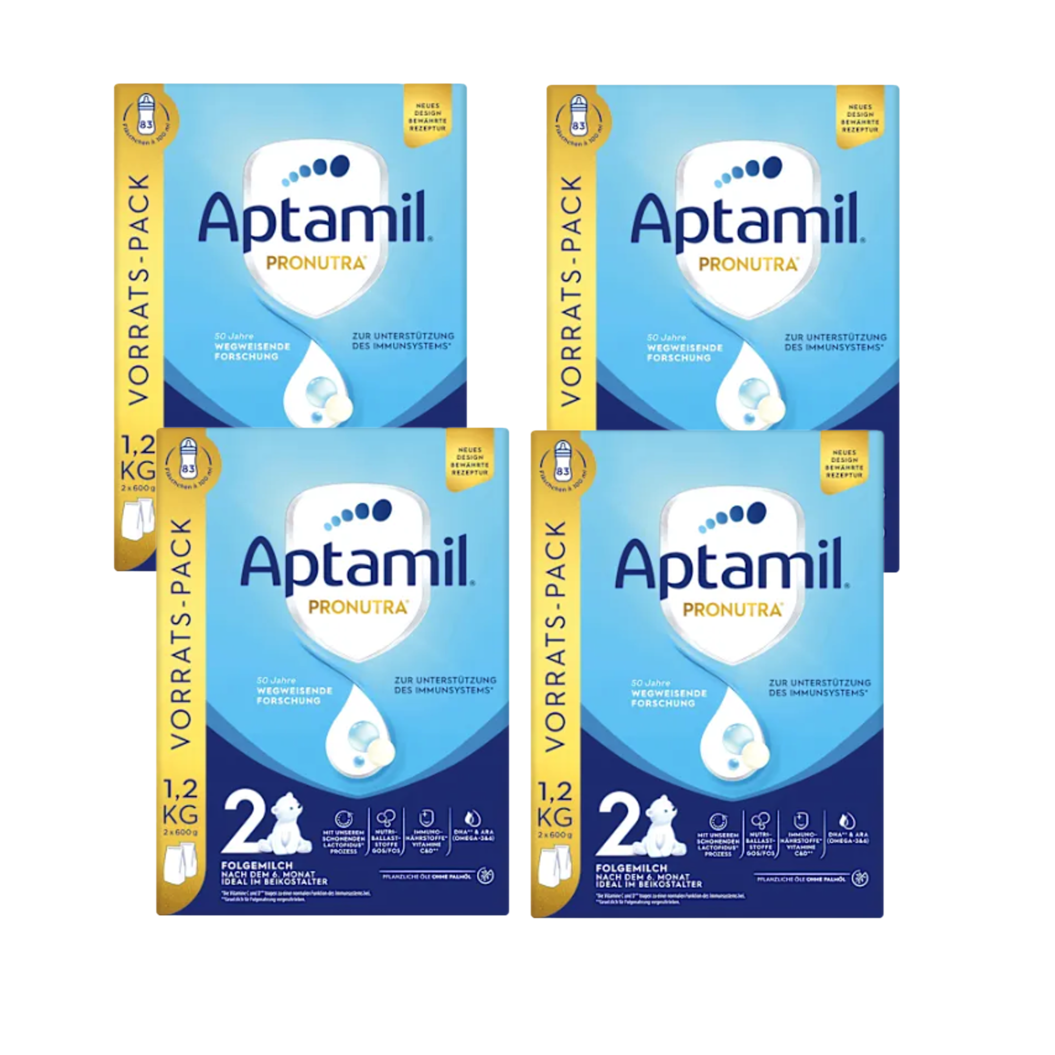 Aptamil® Pronutra 2 Follow-On Milk 4800 g | Family Value Pack | 4 × (2 × 800 g) | 8 Inner Packs | From 6 Months | DHA, GOS/FOS, Vitamins C & D | Palm Oil Free | Made in Germany