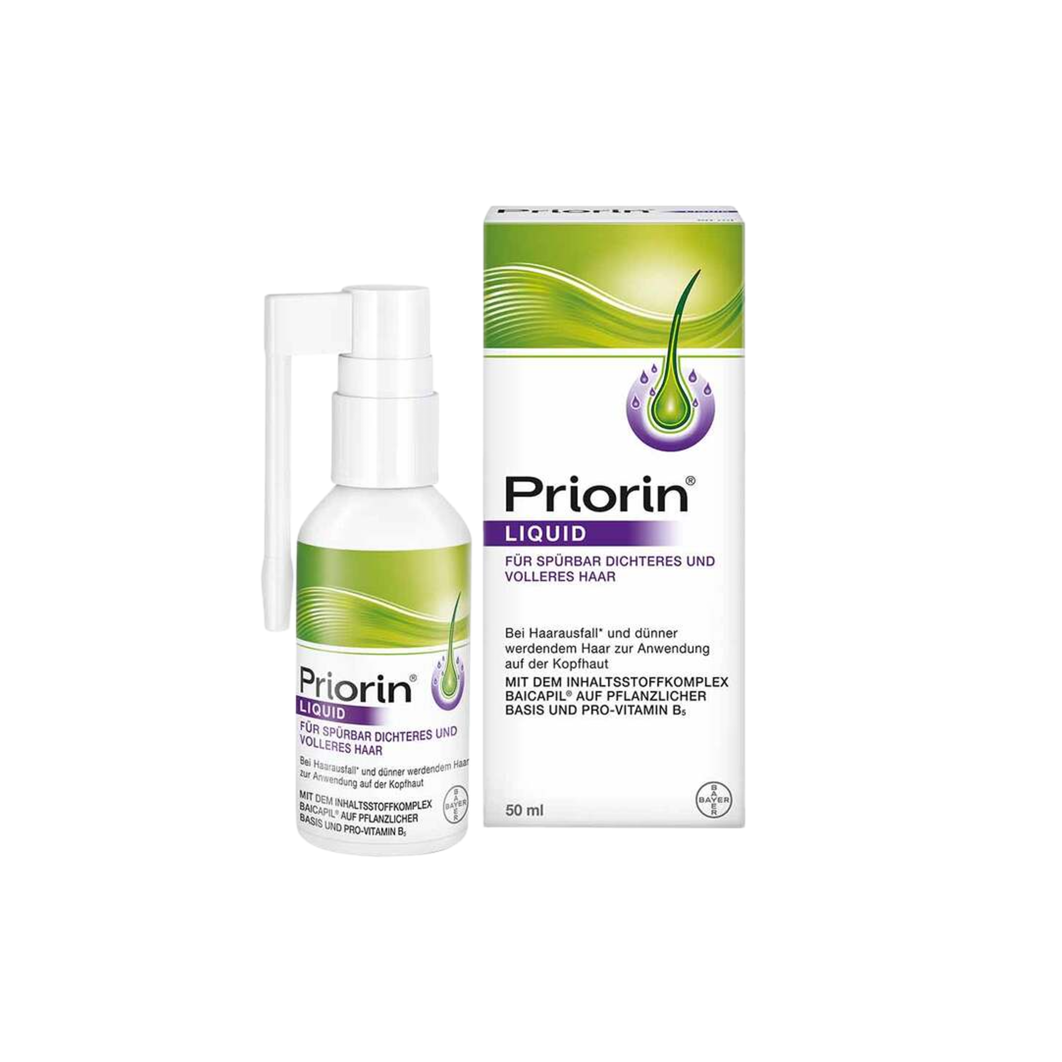 Priorin Liquid Pump Solution 50 ml PZN 11711661 | Baicapil Hair Growth Formula | Leave-In Scalp Treatment | For Thinning Hair | Made in Germany