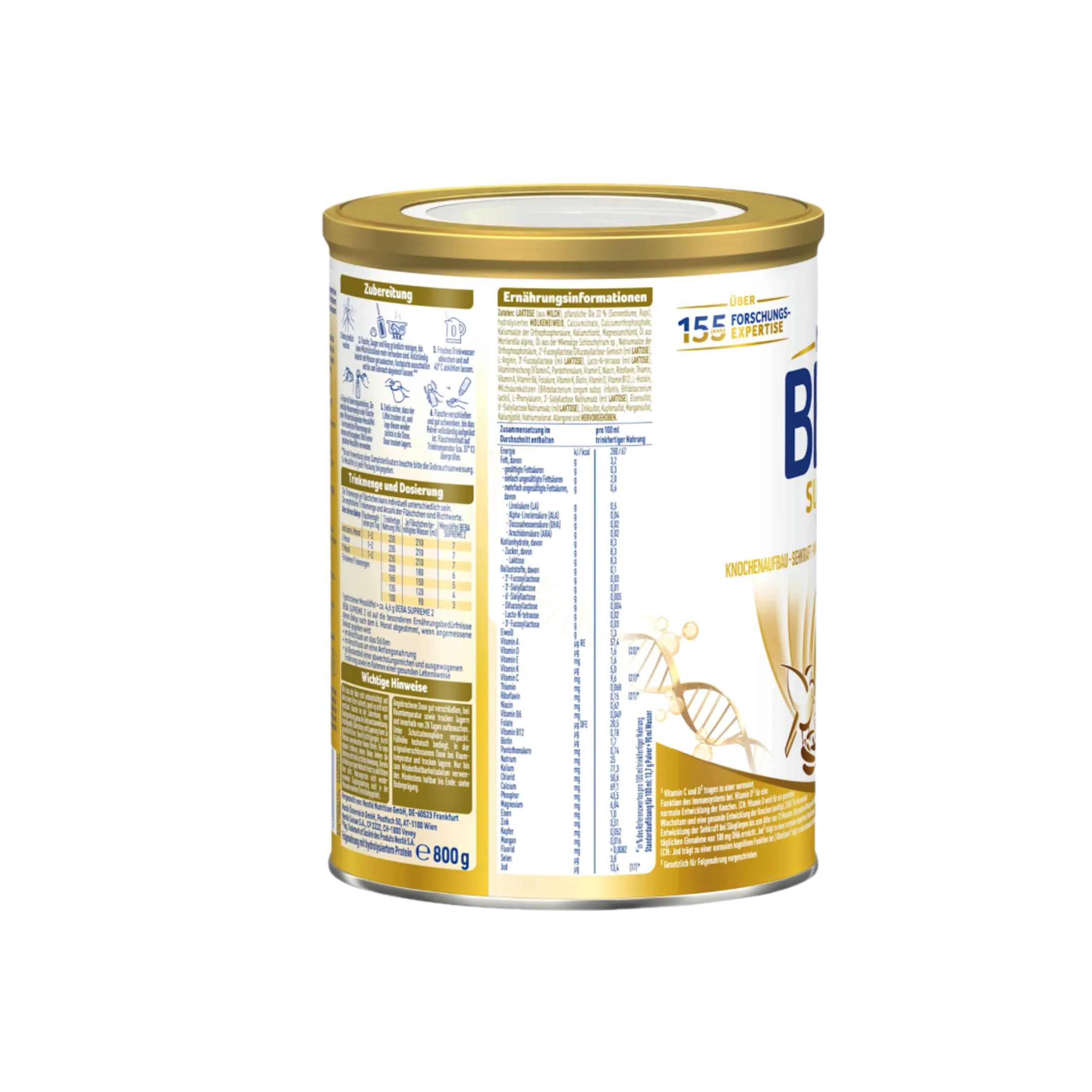 Nestlé BEBA SUPREME 2 Follow-On Formula Family Value Pack 3200g 4 × 800 g | From 7 Months | 6 HMOs, B. infantis & Hydrolyzed Protein | Palm Oil Free