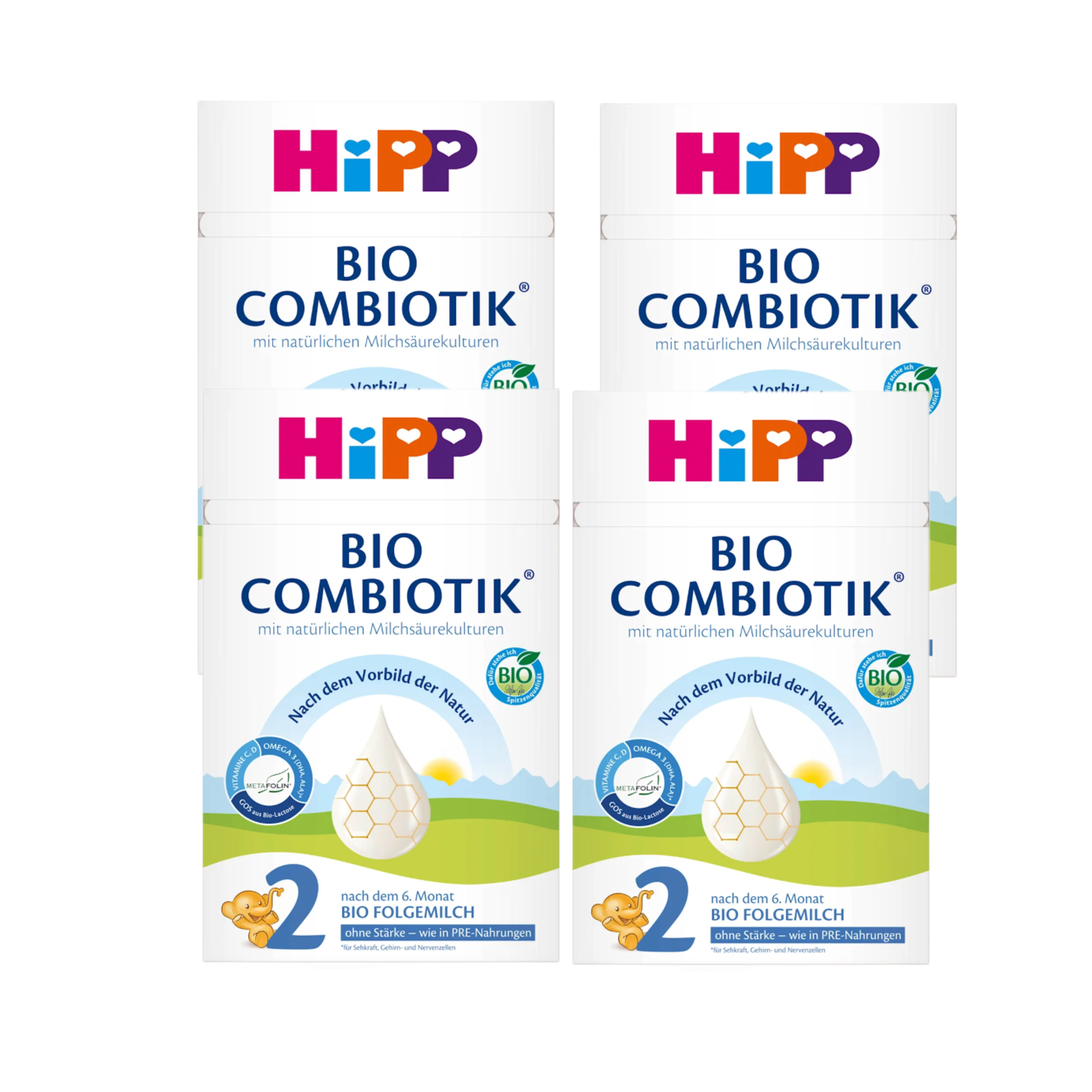 HiPP Organic COMBIOTIK 2 Follow-On Formula (No Starch) Family Value Pack 2400g 4 × 600 g | From 6 Months | Organic | Lactose Only | Natural Lactic Cultures & GOS