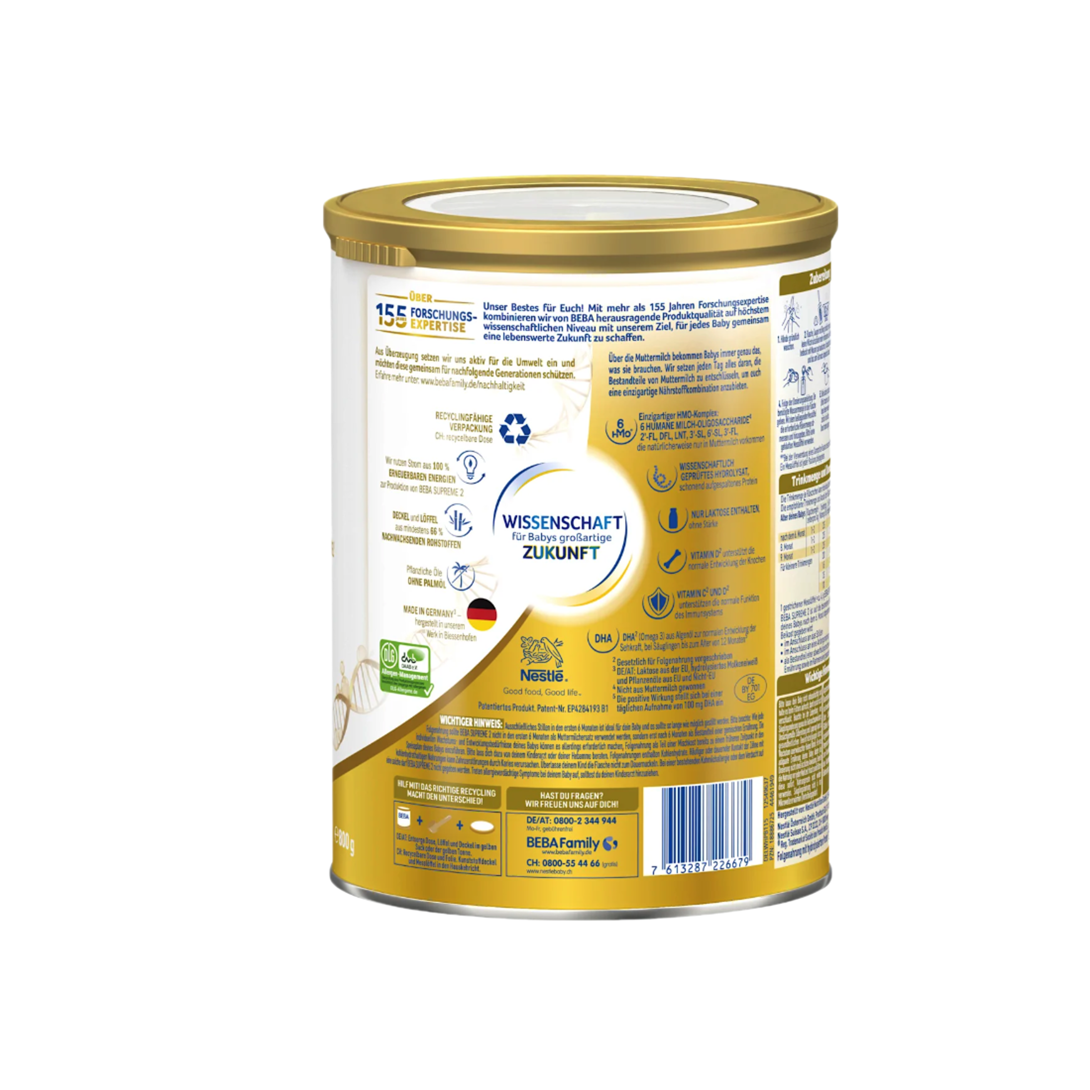 Nestlé BEBA SUPREME 2 Follow-On Formula Family Value Pack 3200g 4 × 800 g | From 7 Months | 6 HMOs, B. infantis & Hydrolyzed Protein | Palm Oil Free