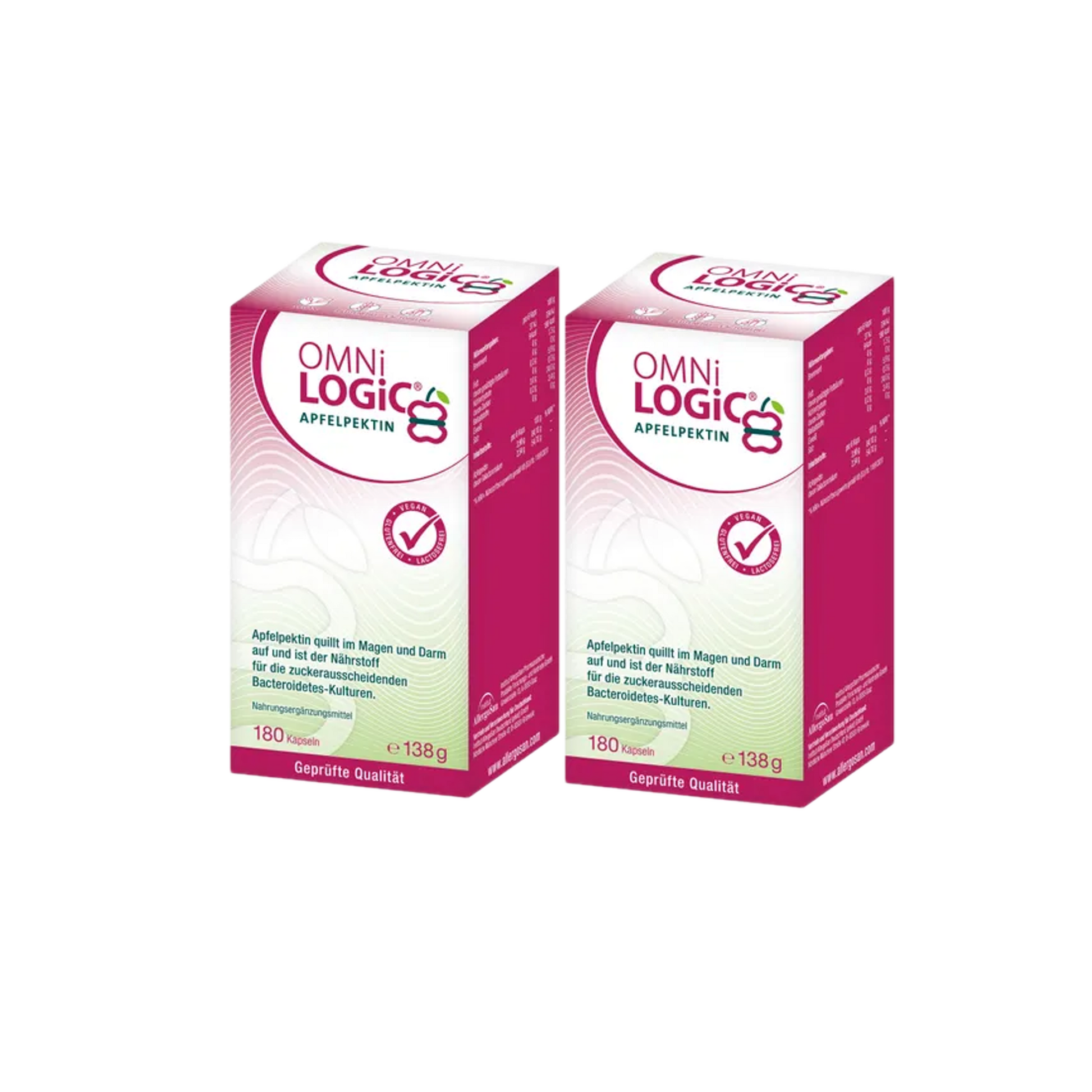 OMNi-LOGiC Apple Pectin 168 Vegan Capsules 2 Pack | Natural Apple Pectin | Prebiotic Dietary Fiber | Made in Germany PZN 11678662