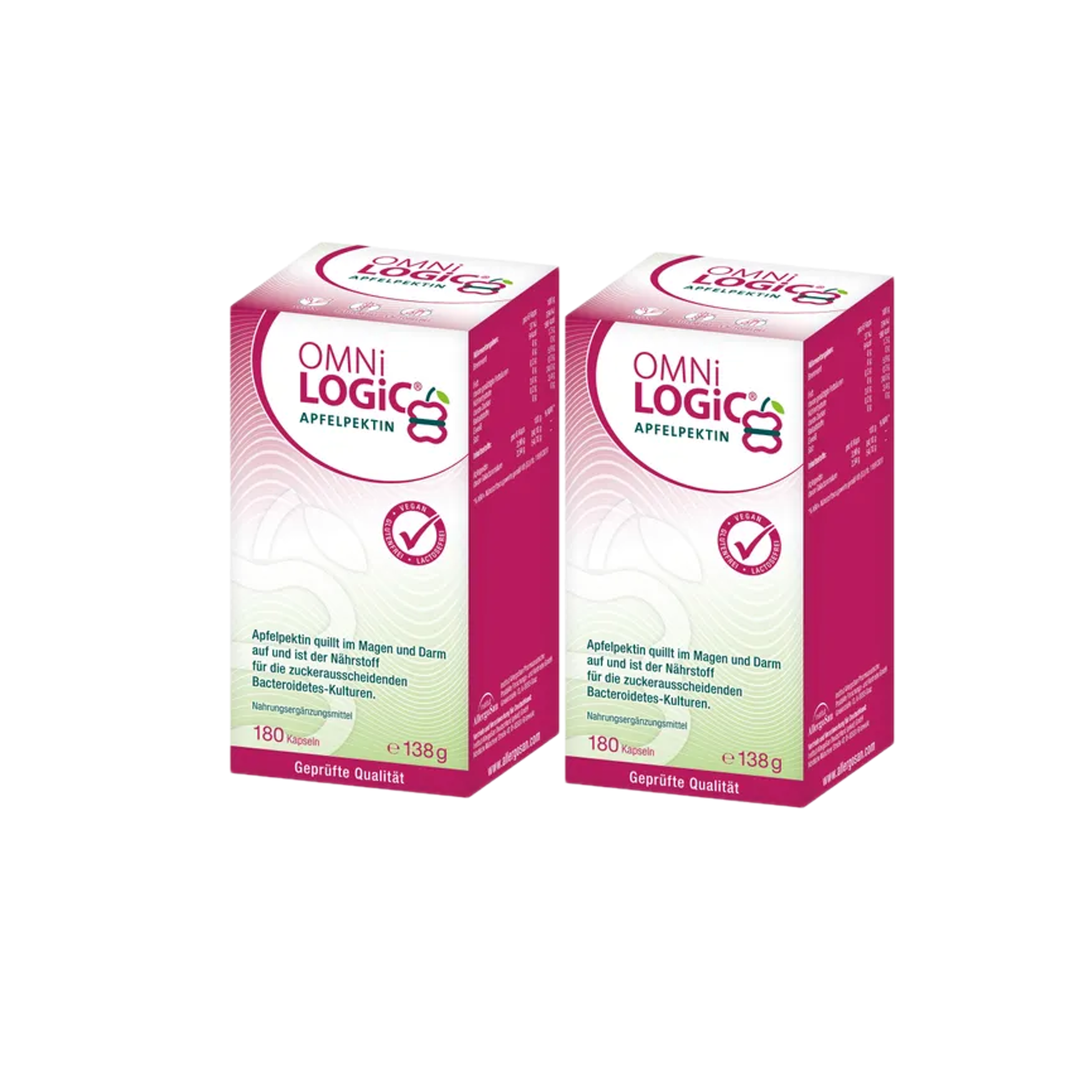 OMNi-LOGiC Apple Pectin 168 Vegan Capsules 2 Pack | Natural Apple Pectin | Prebiotic Dietary Fiber | Made in Germany PZN 11678662