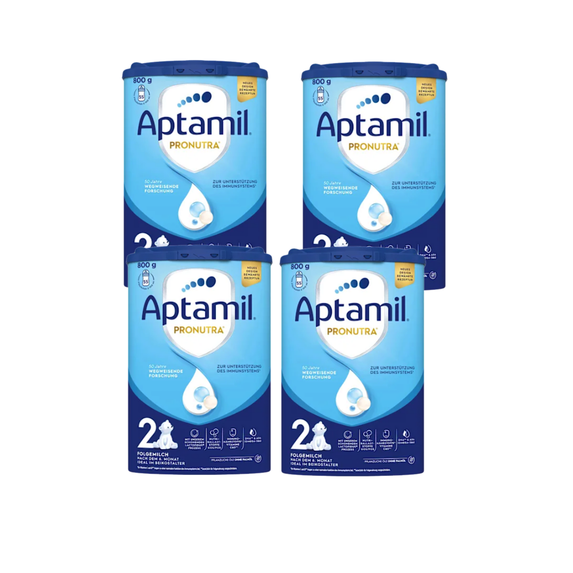 Aptamil Pronutra 2 Follow-On Formula Family Pack 3200g 4 × 800 g | From 6 Months | GOS/FOS, DHA & ARA | Palm Oil Free | Made in Germany