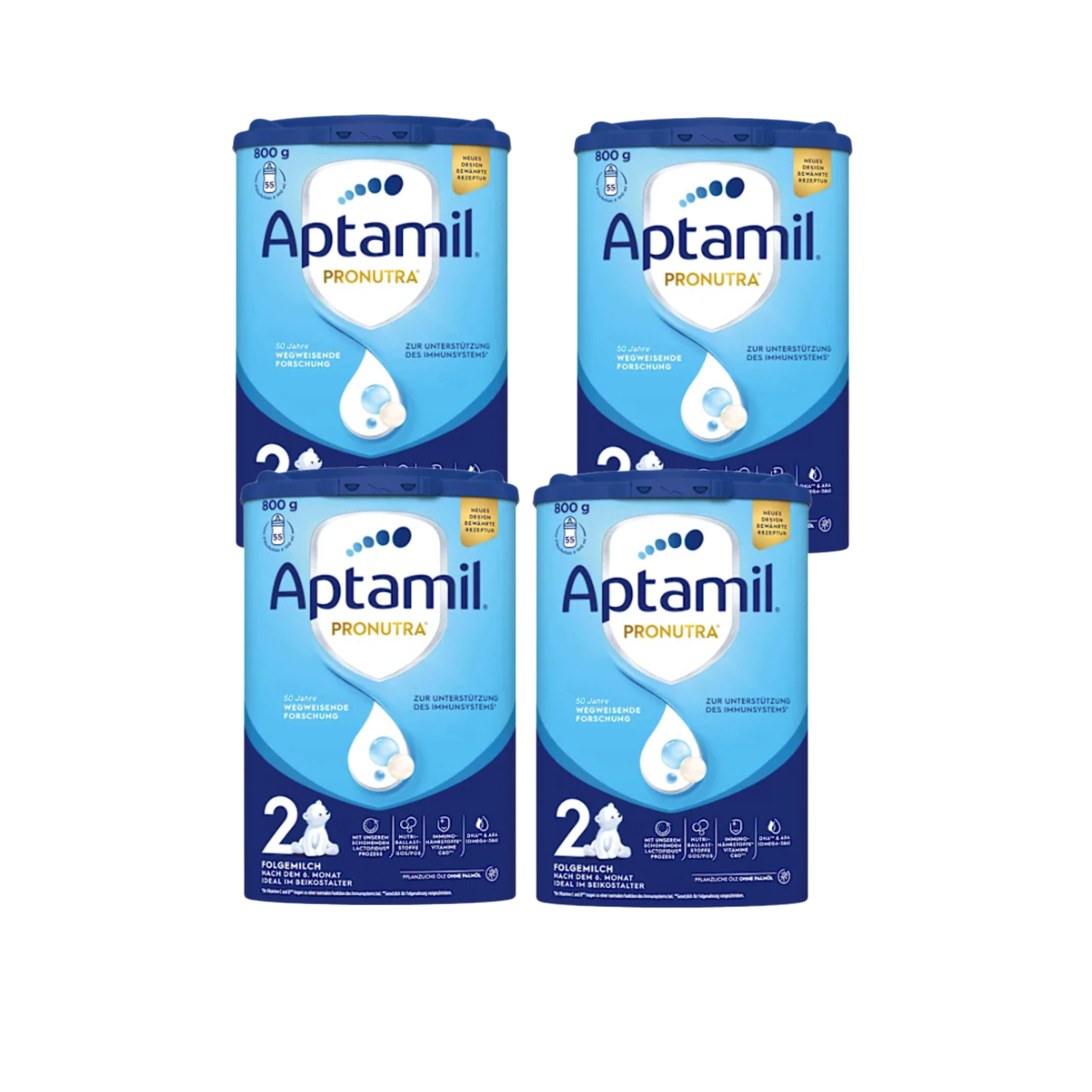 Aptamil Pronutra 2 Follow-On Formula Family Pack 3200g 4 × 800 g | From 6 Months | GOS/FOS, DHA & ARA | Palm Oil Free | Made in Germany