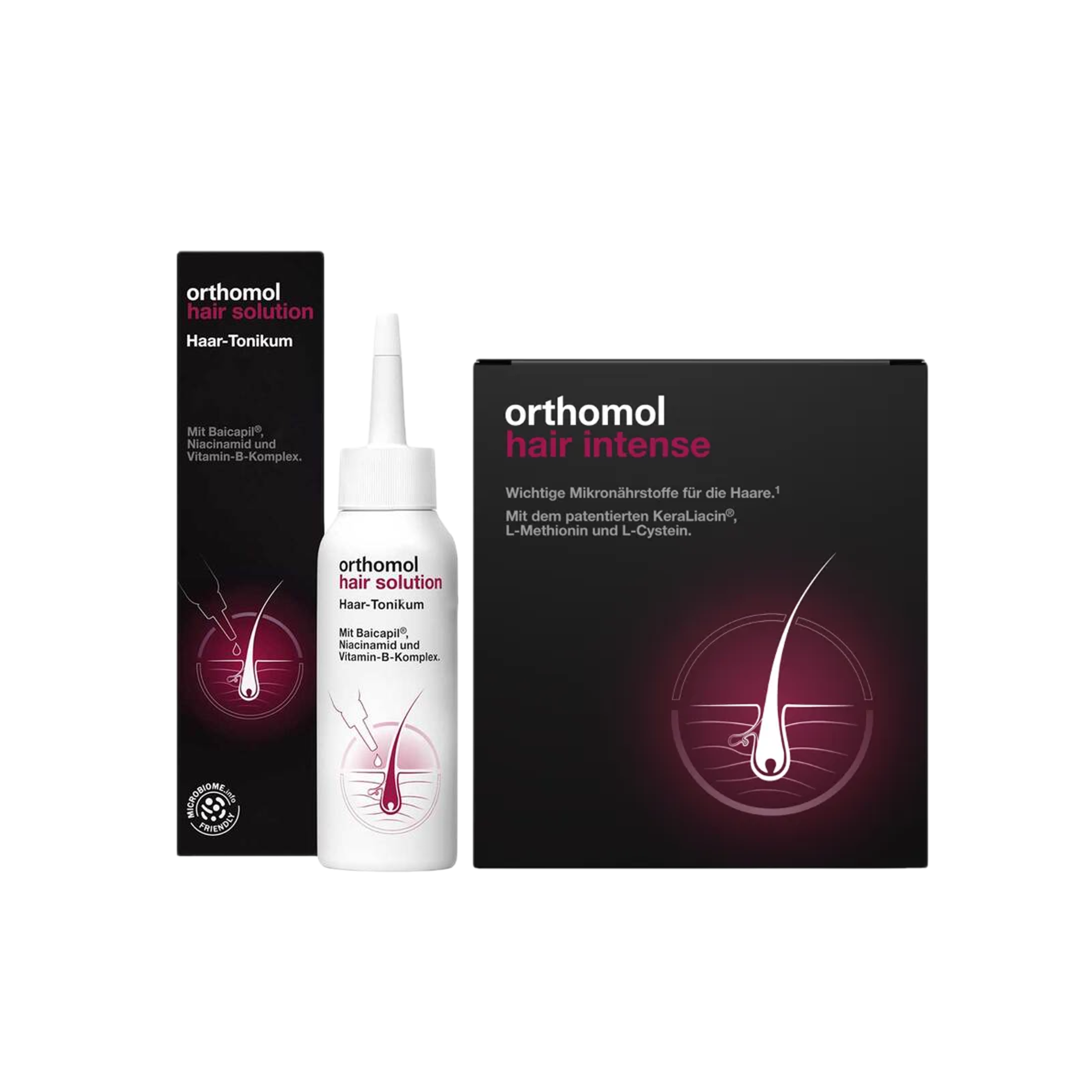 Orthomol Hair Complete Duo Set | Hair Intense Capsules (PZN 16866061) + Hair Solution 100 ml (PZN 19637817) | Inside & Outside Hair Care | Made in Germany