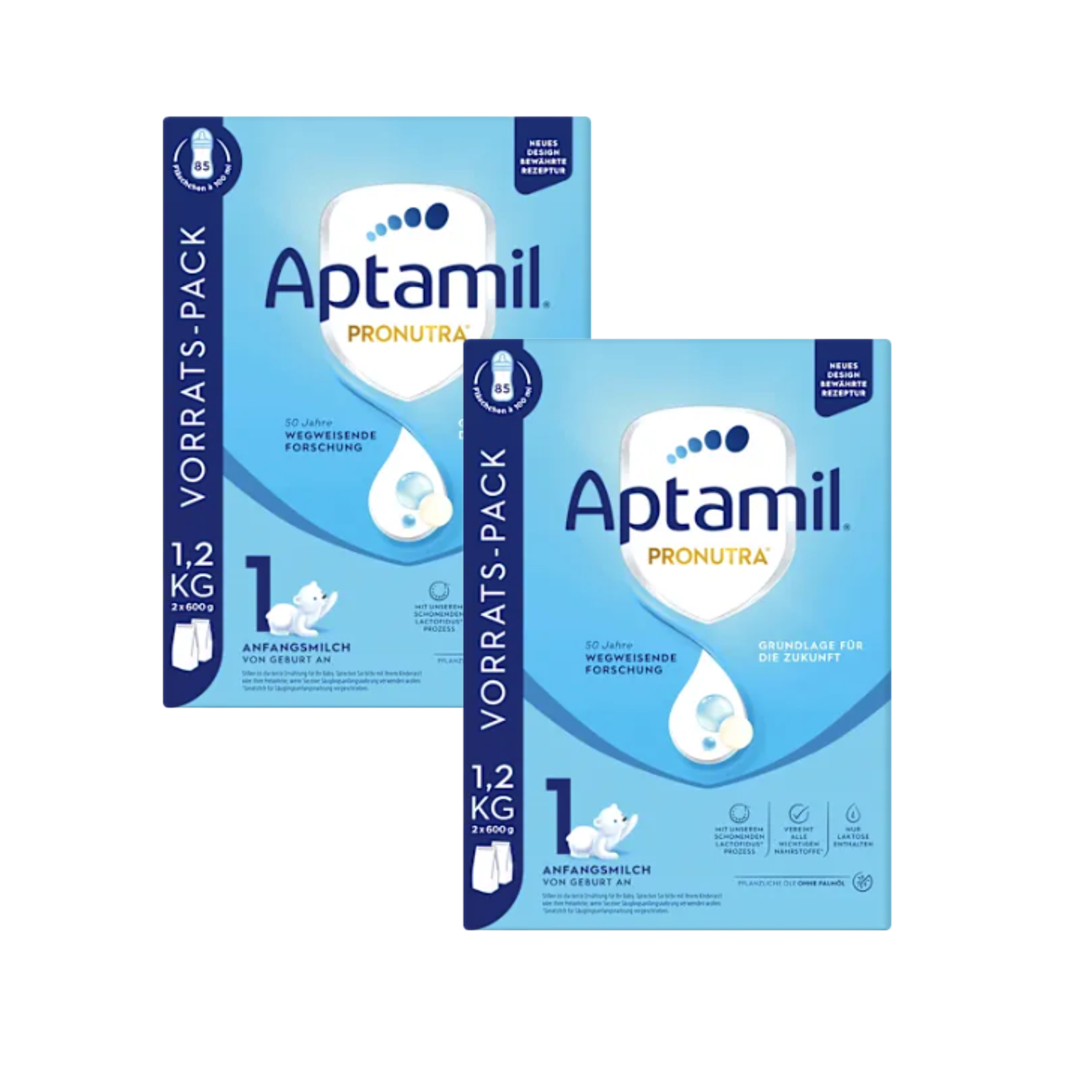 Aptamil® Pronutra PRE Infant Formula 2400 g | Double Pack | 2 × 1200 g (2 × 2 × 600 g) | From Birth | DHA, GOS/FOS, Lactofidus® Process | Palm Oil Free | Made in Germany