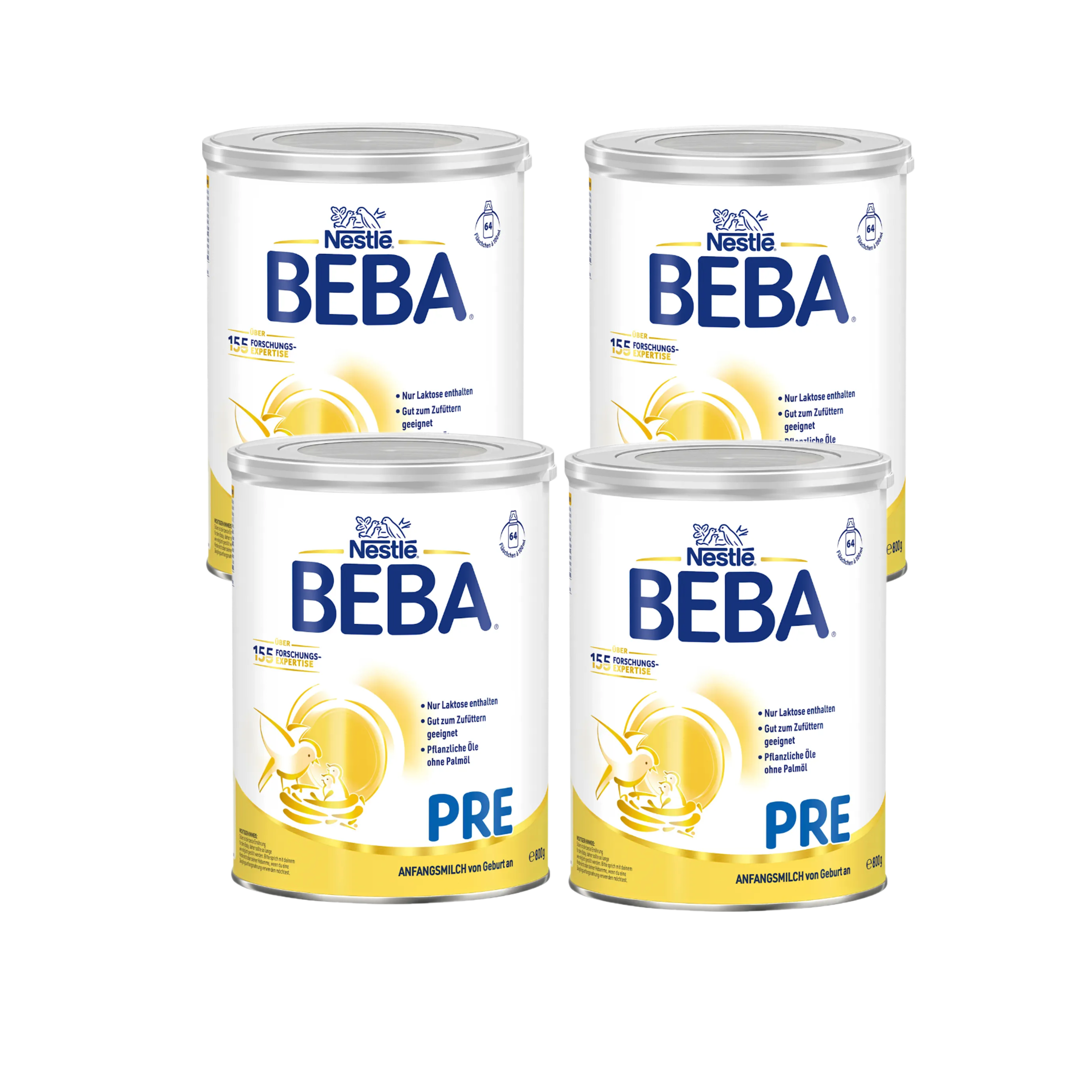 Nestlé BEBA PRE Infant Formula Family Value Pack 3200g 4 × 800 g From Birth | 5 HMOs & DHA | Lactose Only | Palm Oil Free