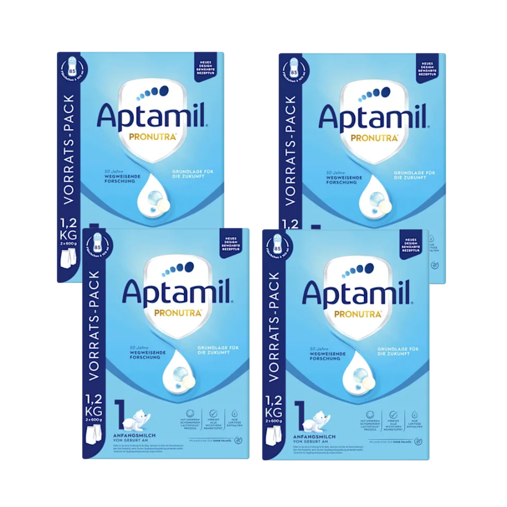 Aptamil® Pronutra PRE Infant Formula 4800 g | Family Value Pack | 4 × 1200 g (8 × 600 g) | From Birth | DHA, GOS/FOS, Lactofidus® Process | Palm Oil Free | Made in Germany