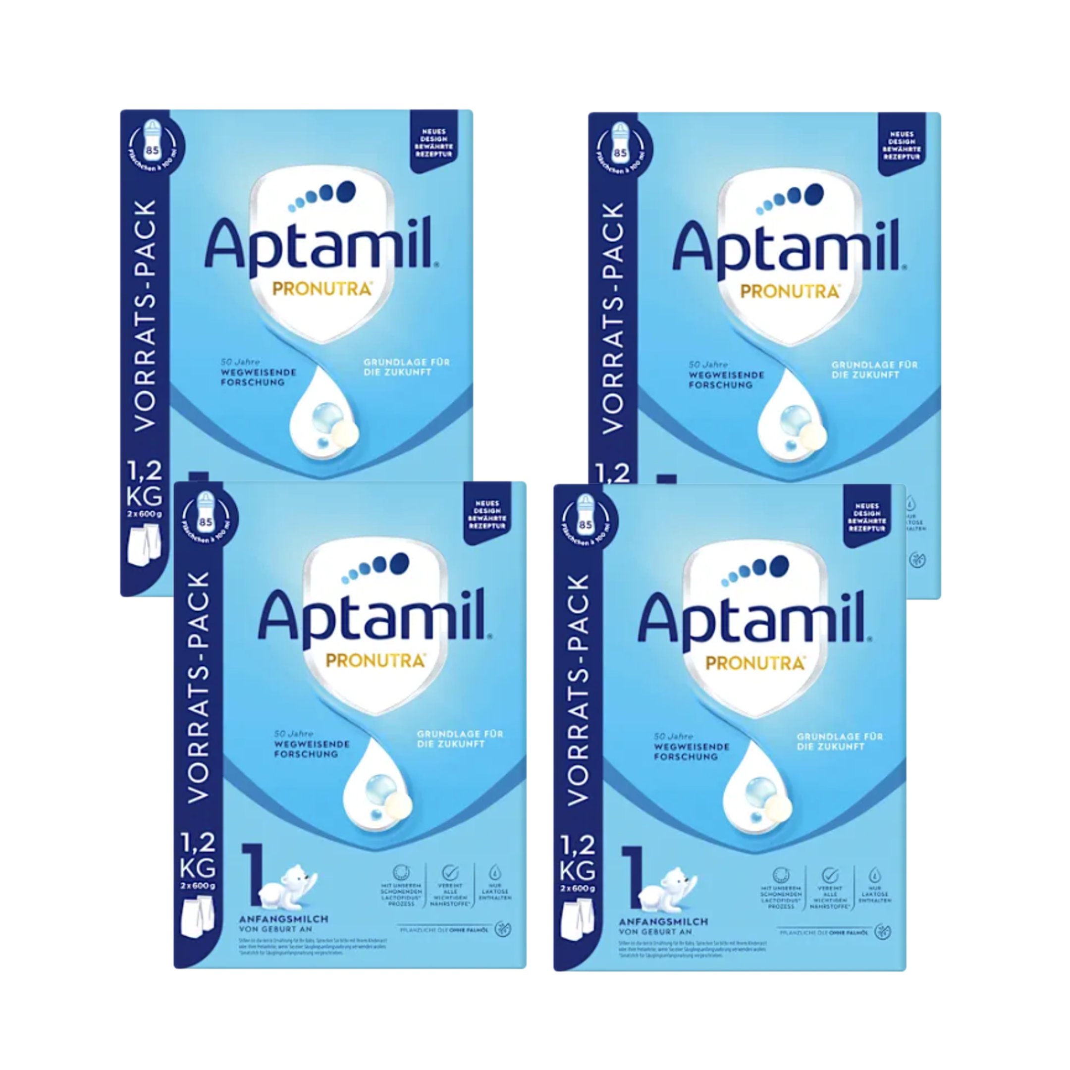 Aptamil® Pronutra PRE Infant Formula 4800 g | Family Value Pack | 4 × 1200 g (8 × 600 g) | From Birth | DHA, GOS/FOS, Lactofidus® Process | Palm Oil Free | Made in Germany