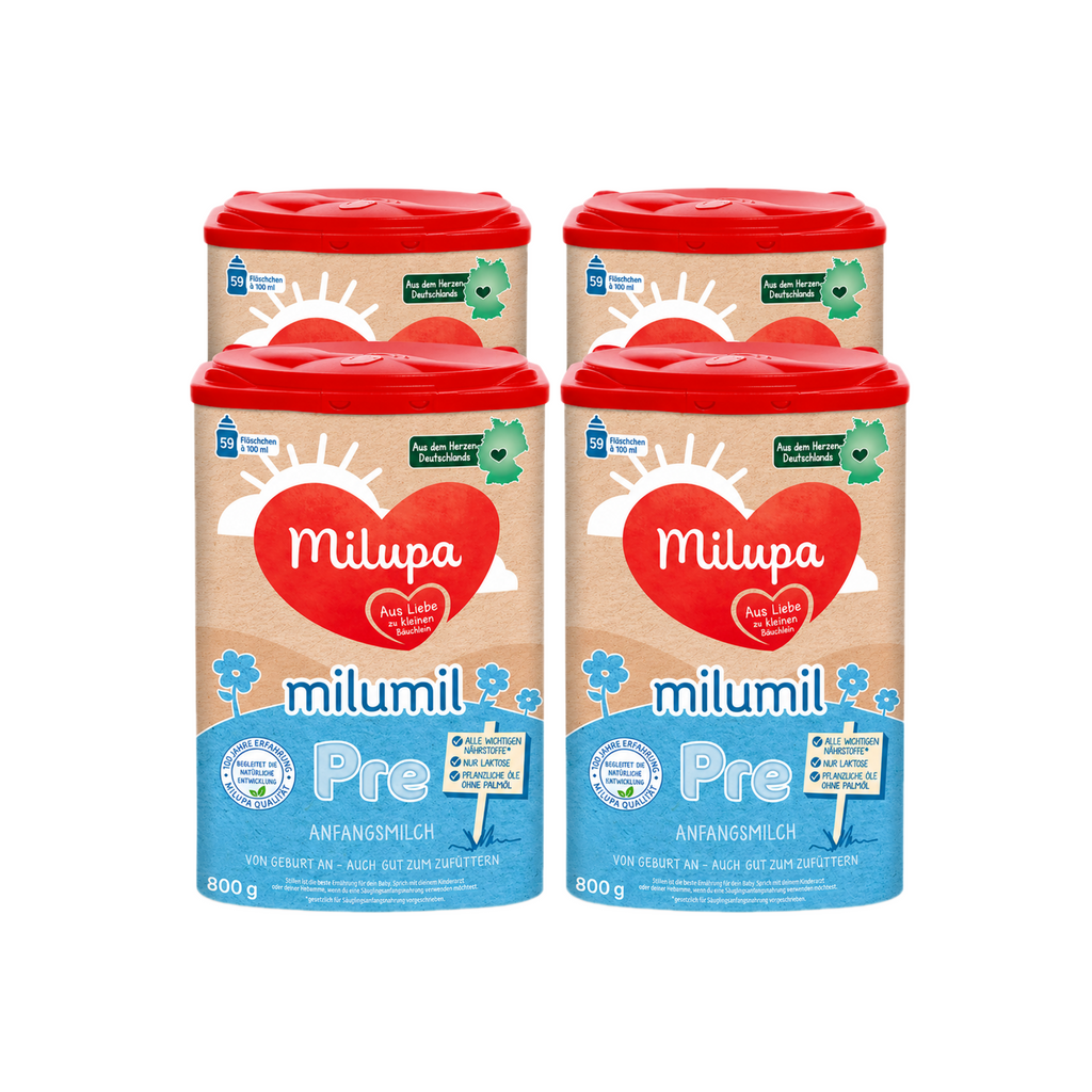 Milupa Milumil PRE Infant Formula Family Value Pack 3200g 4 × 800 g | From Birth | DHA & ARA | GOS/FOS Prebiotics | Palm Oil Free | Made in Germany