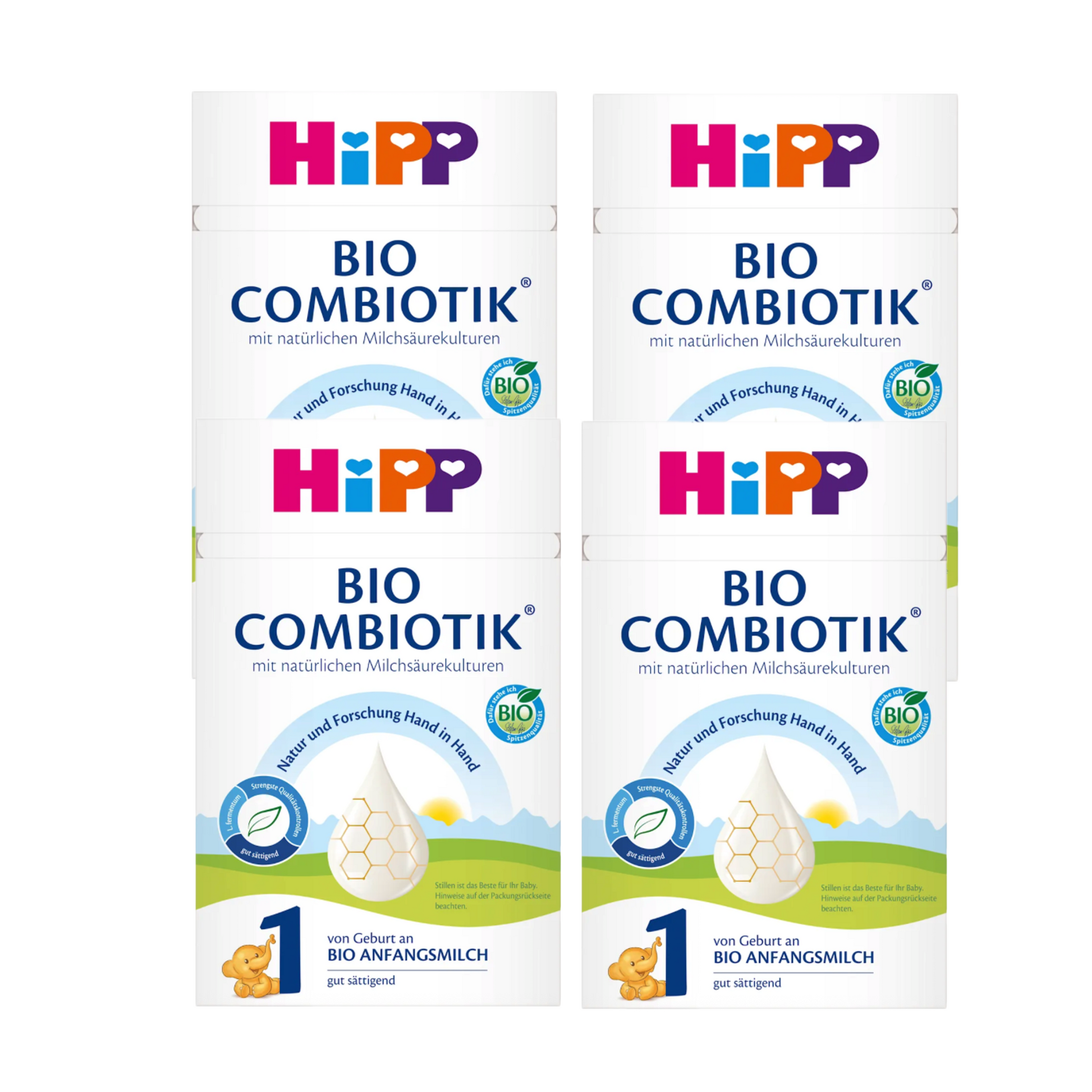 HiPP Organic Stage 1 COMBIOTIK Infant Formula Family Value Pack 2400g 4 × 600 g | From Birth | Organic Natural Lactic Cultures, GOS, DHA & Organic Starch