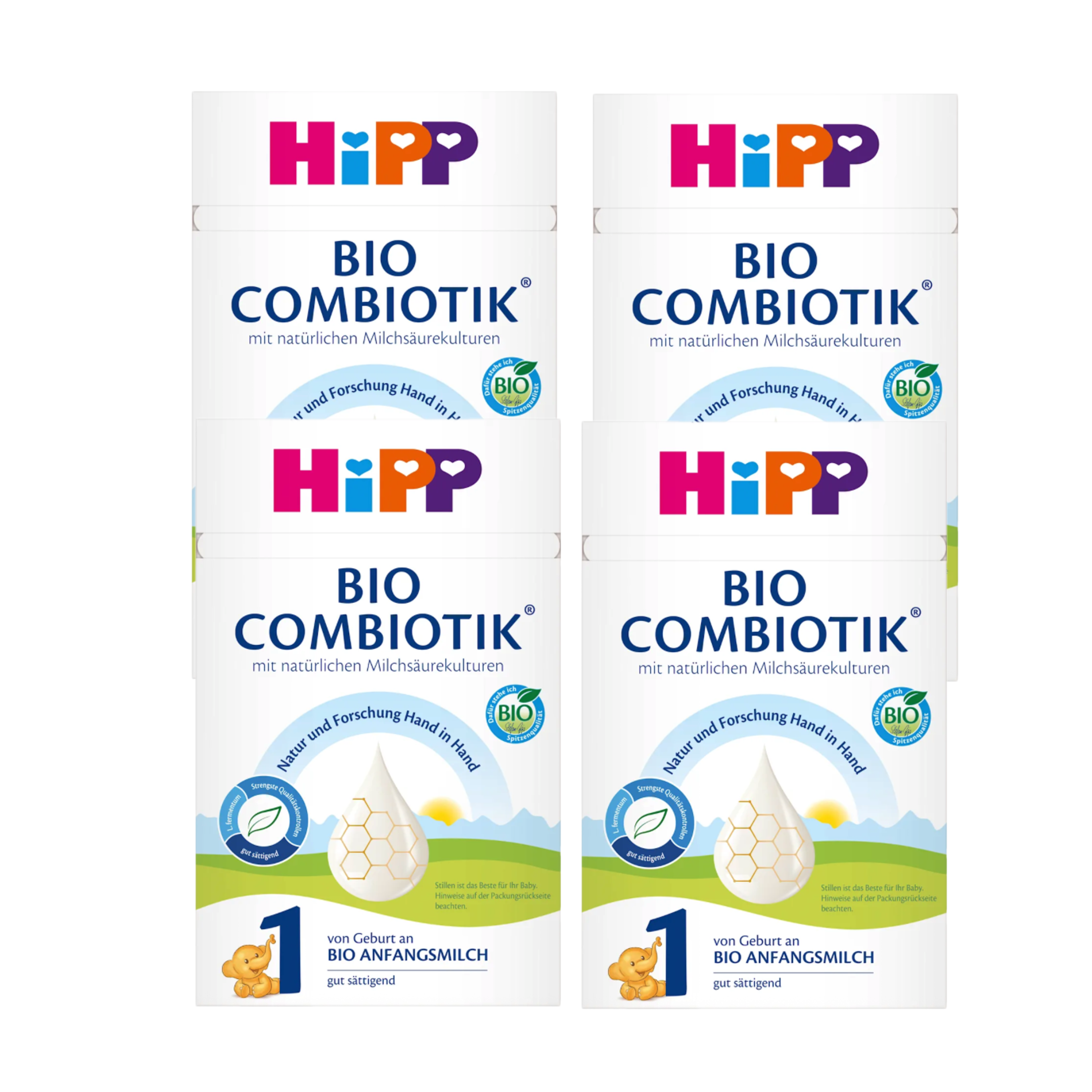 HiPP Organic Stage 1 COMBIOTIK Infant Formula Family Value Pack 2400g 4 × 600 g | From Birth | Organic Natural Lactic Cultures, GOS, DHA & Organic Starch