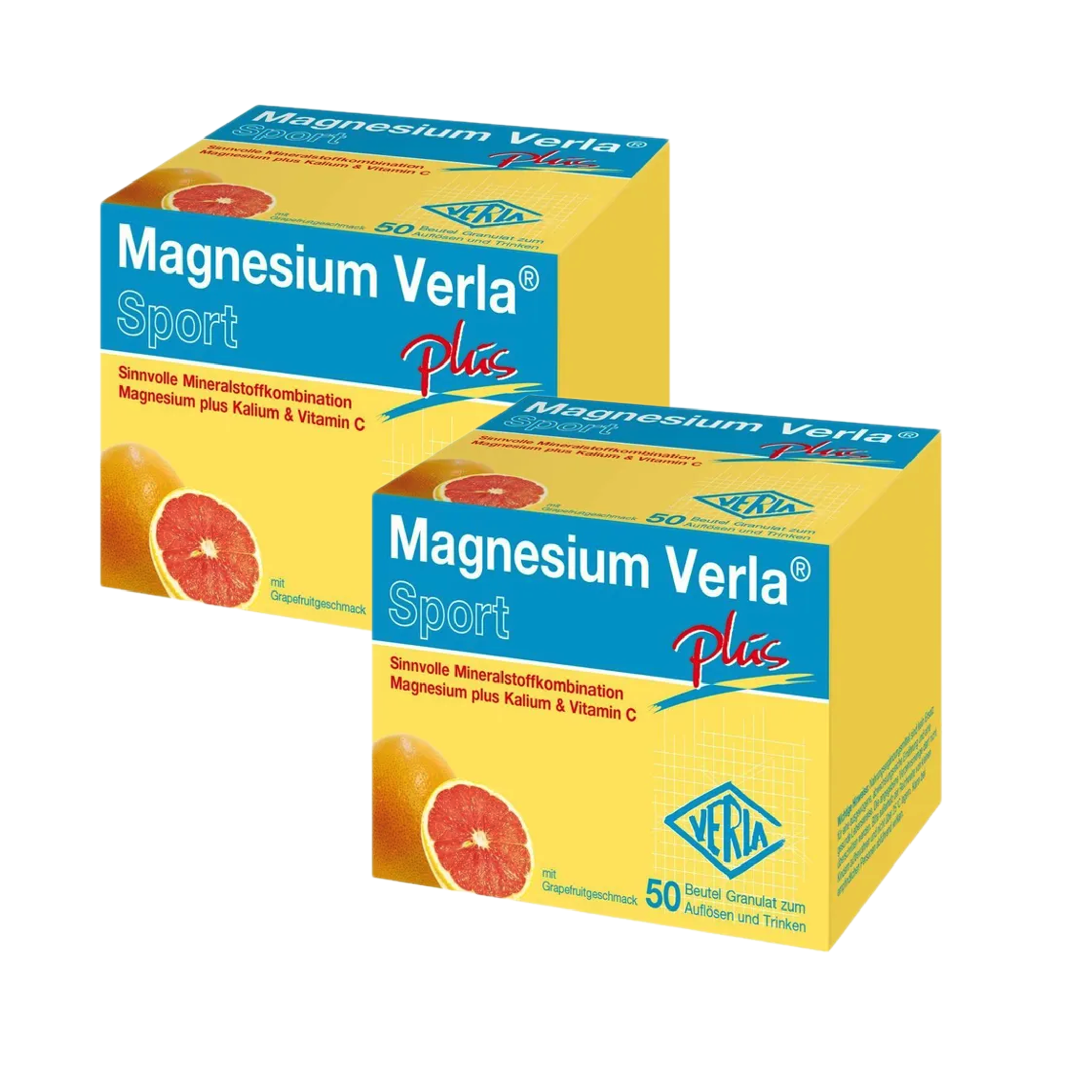 Magnesium Verla Plus Granules 100 Sachets Double Pack | 2 × 50 Sachets | Magnesium, Potassium & Vitamin C | Grapefruit Flavor | Made in Germany | PZN 01007872