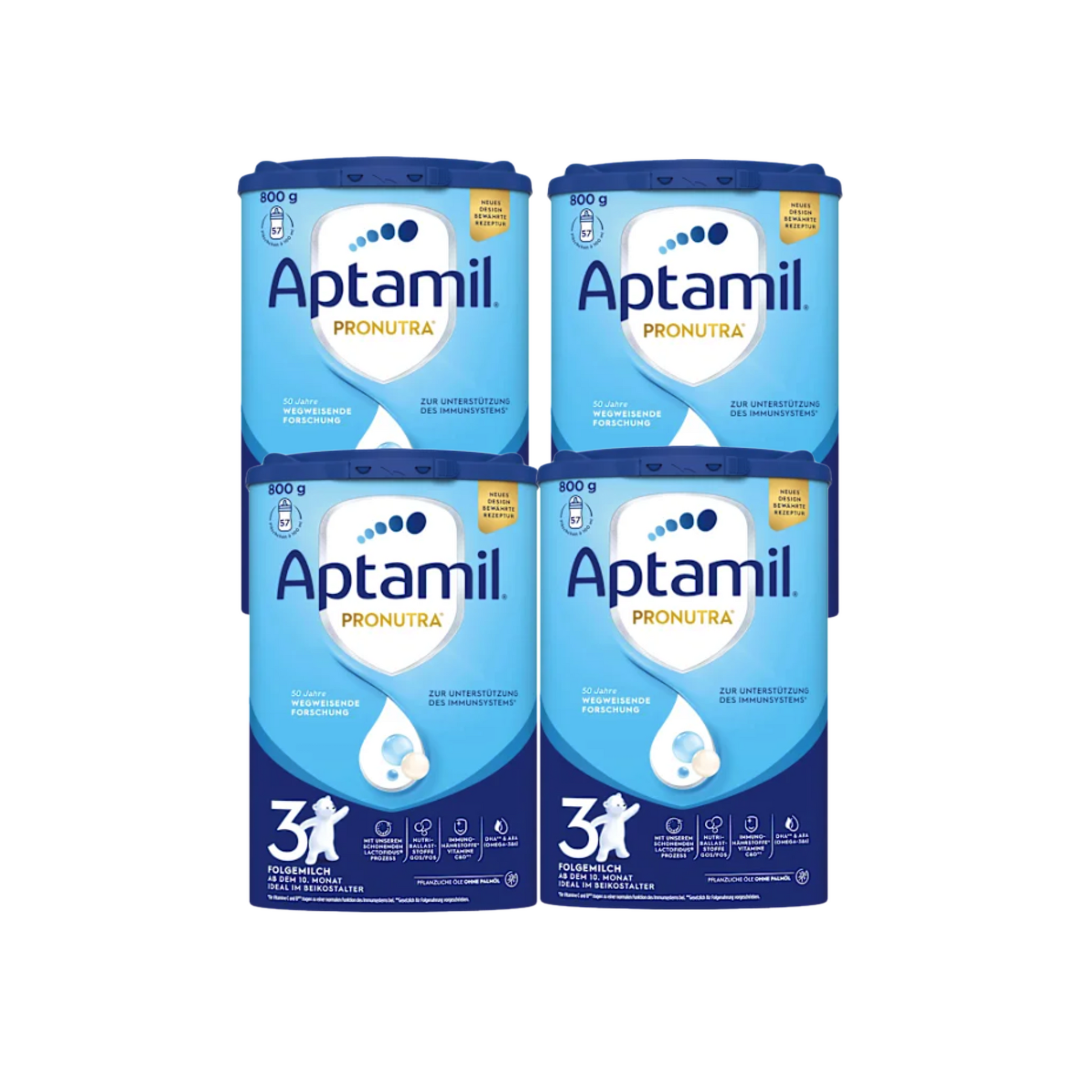 Aptamil Pronutra 3 Follow-On Formula Family Pack 3200g 4 × 800 g | From 10 Months | GOS/FOS, DHA & ARA | Palm Oil Free | Made in Germany