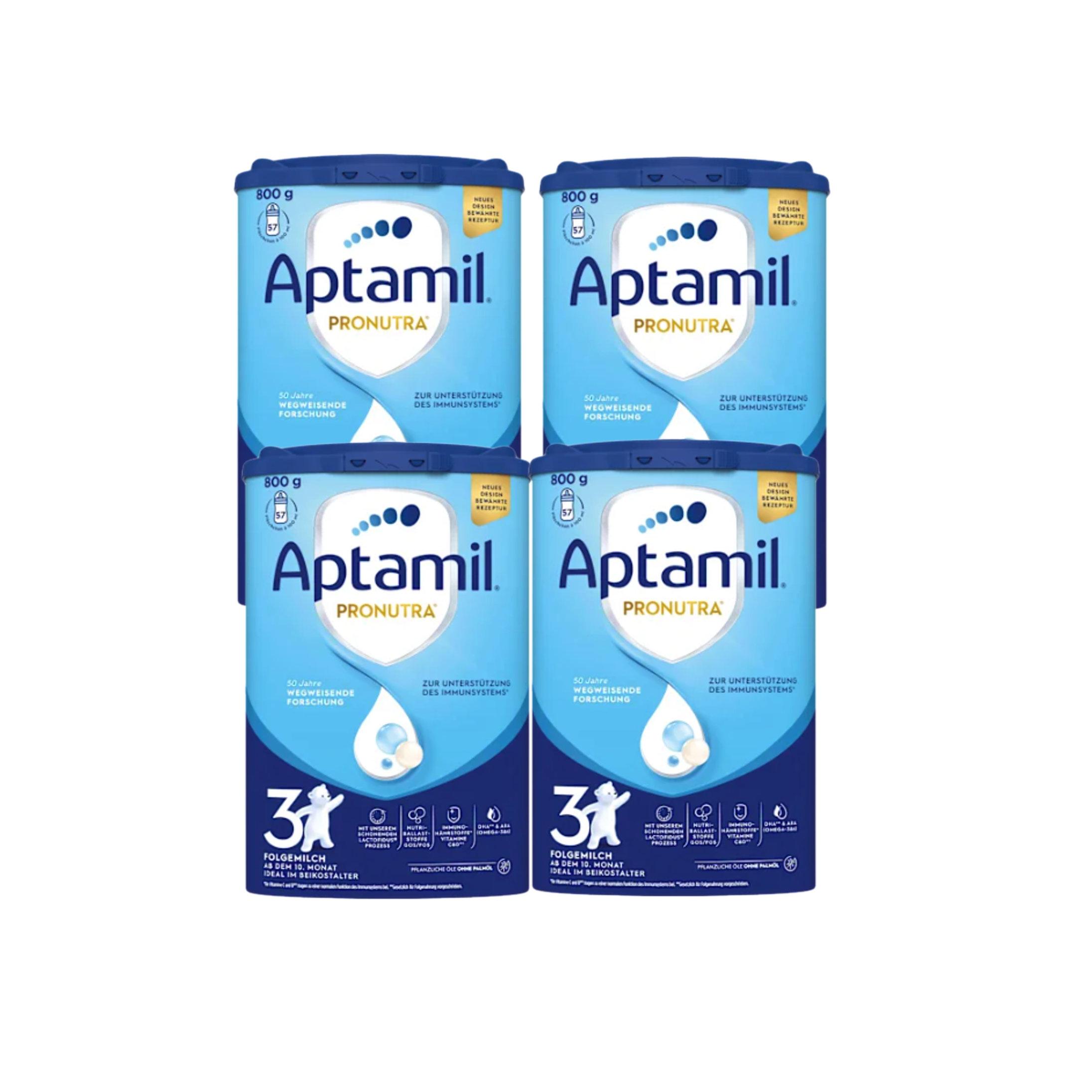 Aptamil Pronutra 3 Follow-On Formula Family Pack 3200g 4 × 800 g | From 10 Months | GOS/FOS, DHA & ARA | Palm Oil Free | Made in Germany