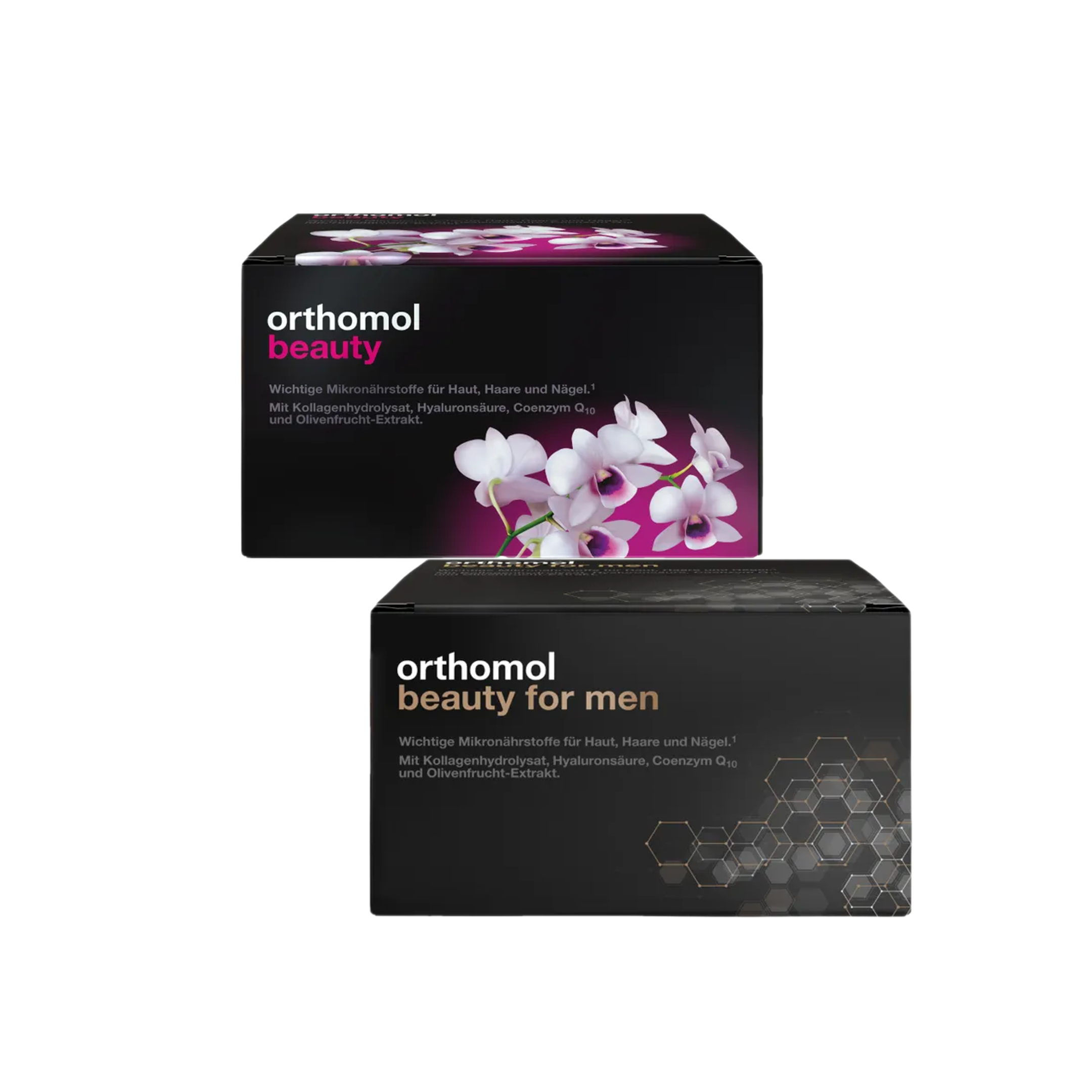 Orthomol Beauty Couple Duo Set | Beauty for Women (PZN 15404743) + Beauty for Men (PZN 16016960) | 60 Daily Drinking Vials | Hair, Skin & Nails | Made in Germany