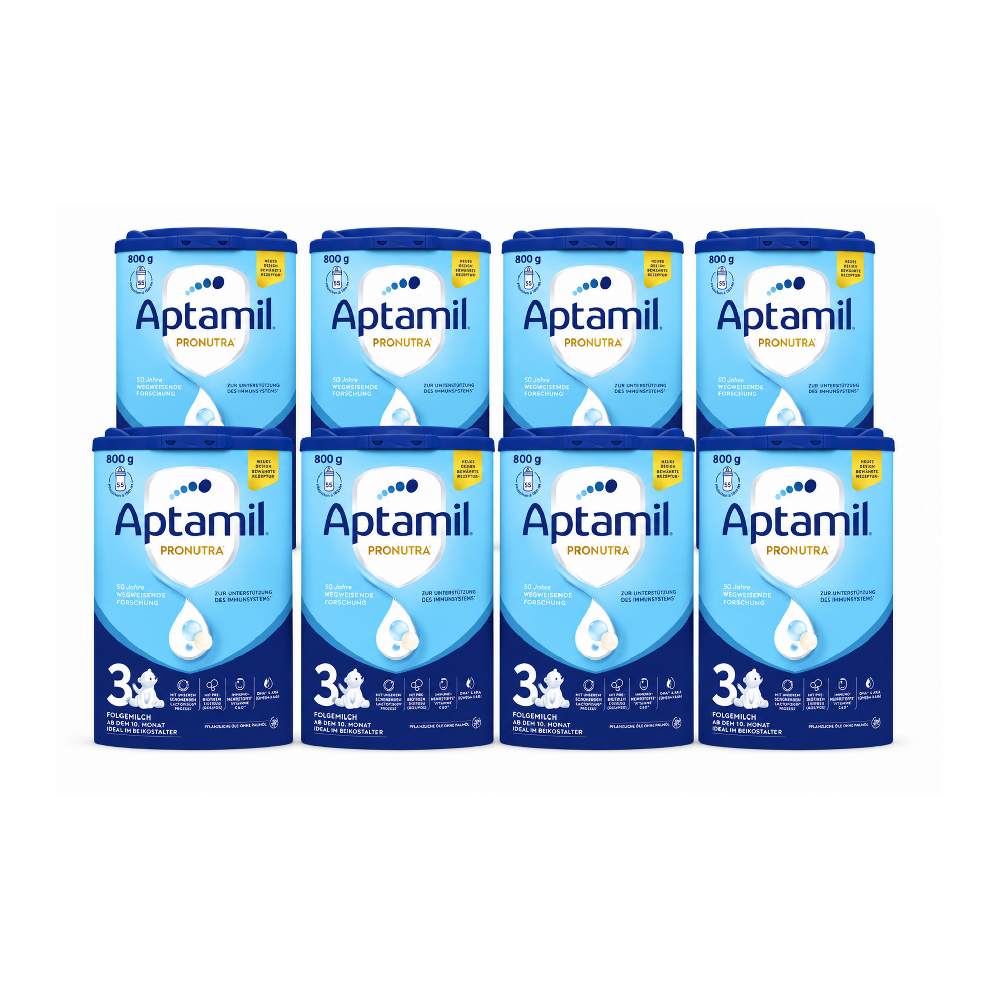 Aptamil Pronutra 3 Follow-On Formula Bulk Value Pack | 8 × 800 g | From 10 Months | GOS/FOS, DHA & ARA | Palm Oil Free | Made in Germany