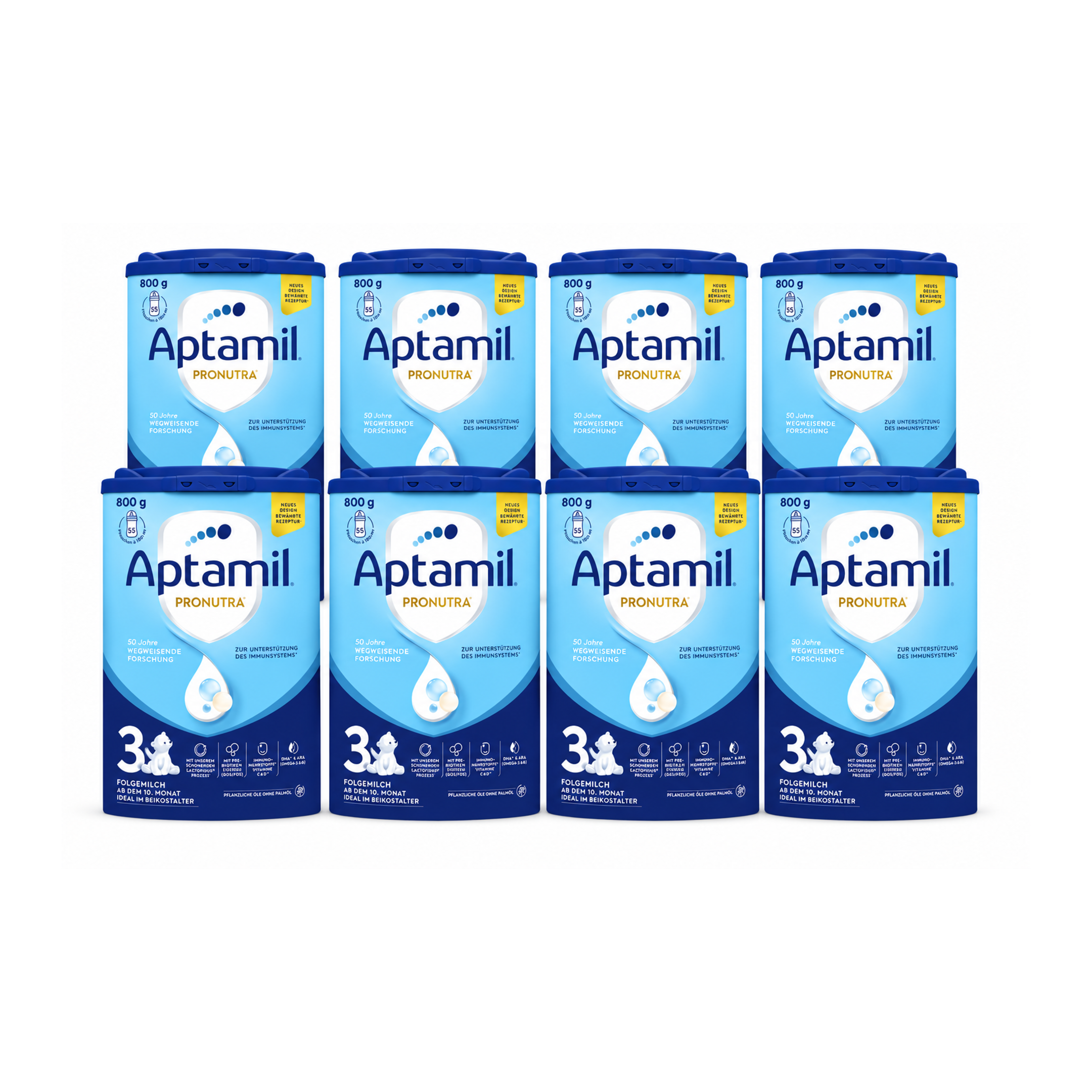 Aptamil Pronutra 3 Follow-On Formula Bulk Value Pack | 8 × 800 g | From 10 Months | GOS/FOS, DHA & ARA | Palm Oil Free | Made in Germany