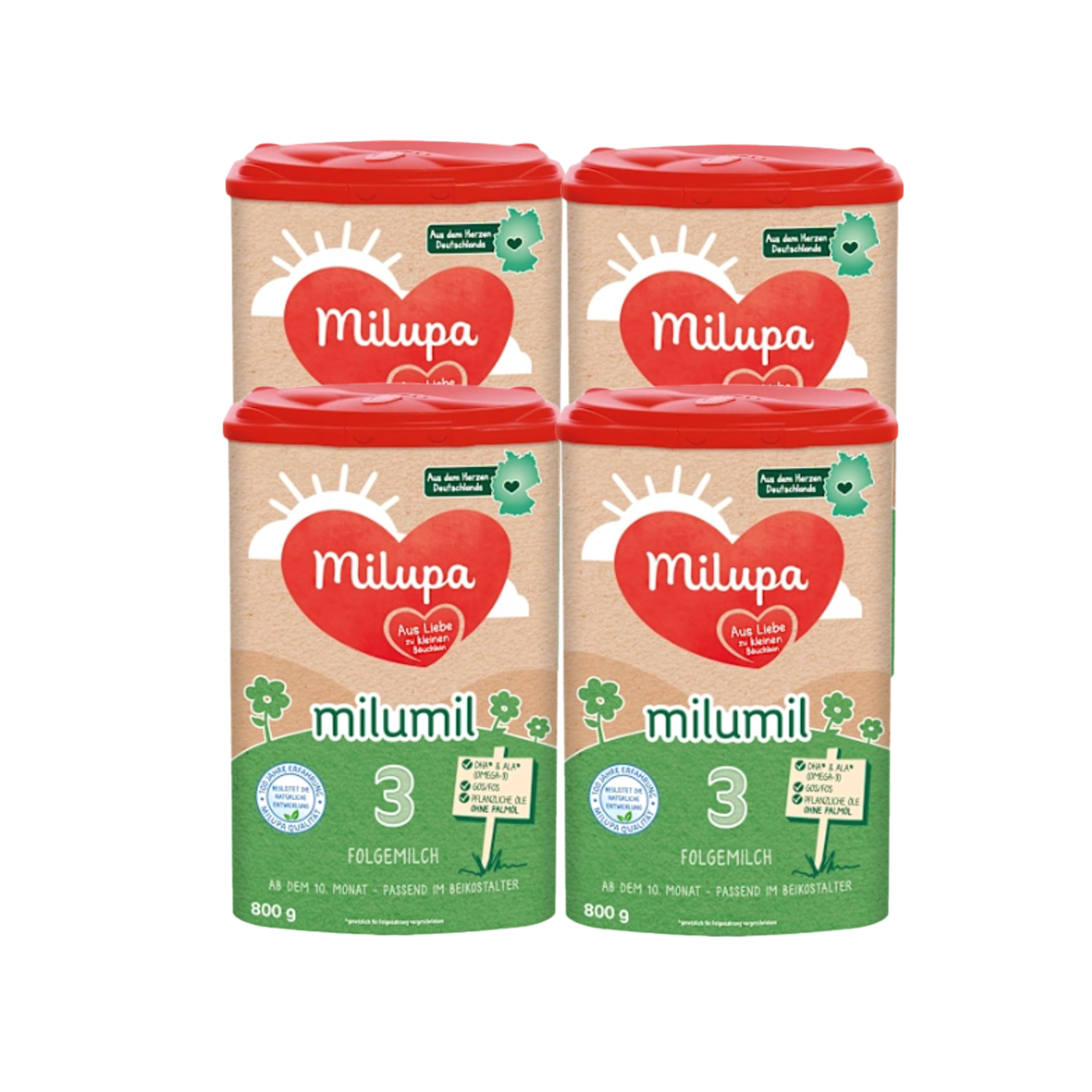 Milupa Milumil 3 Follow-On Formula Family Value Pack 3200g 4 × 800 g | From 10 Months | ALA Omega-3, GOS/FOS & Vitamin D | Made in Germany