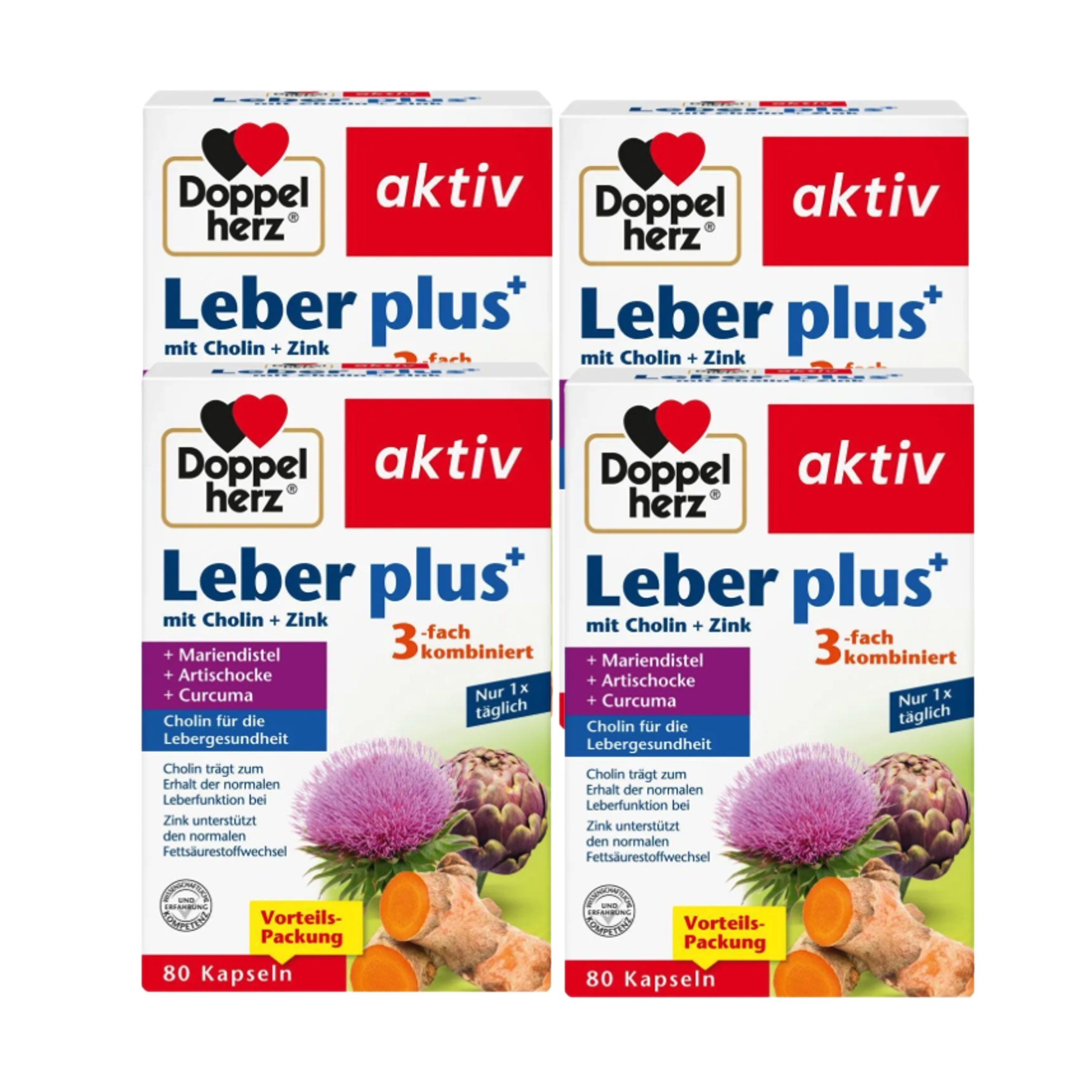 Doppelherz Leber Plus Capsules 320 Capsules | Family Value Pack | 4 × 80 Capsules | Choline, Milk Thistle, Artichoke & Turmeric | Vegan | Made in Germany | PZN 18758766
