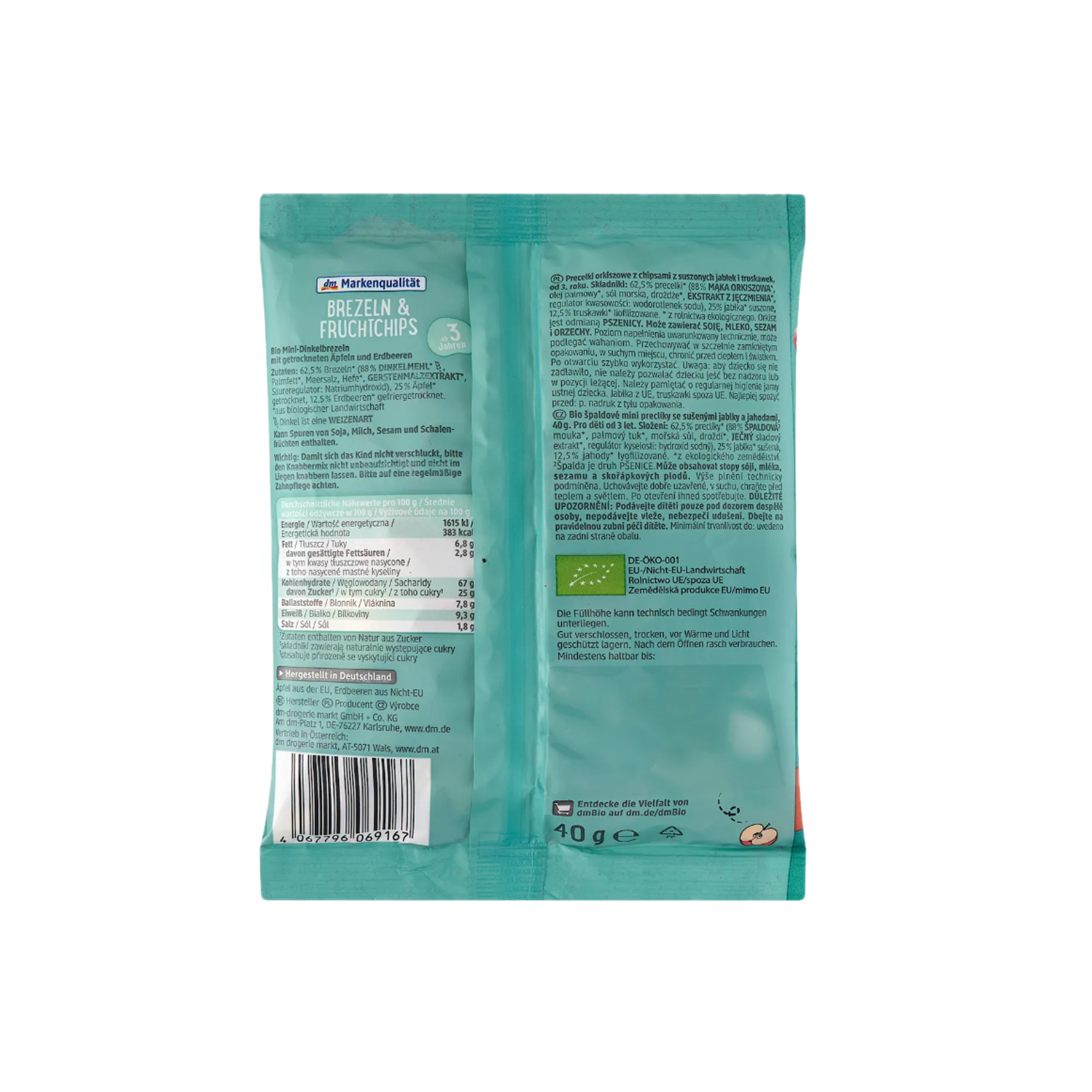 dmBio Organic Kids Pretzels & Fruit Chips Value Pack | 10 × 40 g | From 3 Years | Organic Spelt Pretzels, Apple & Strawberry | No Added Sugar | Made in Germany