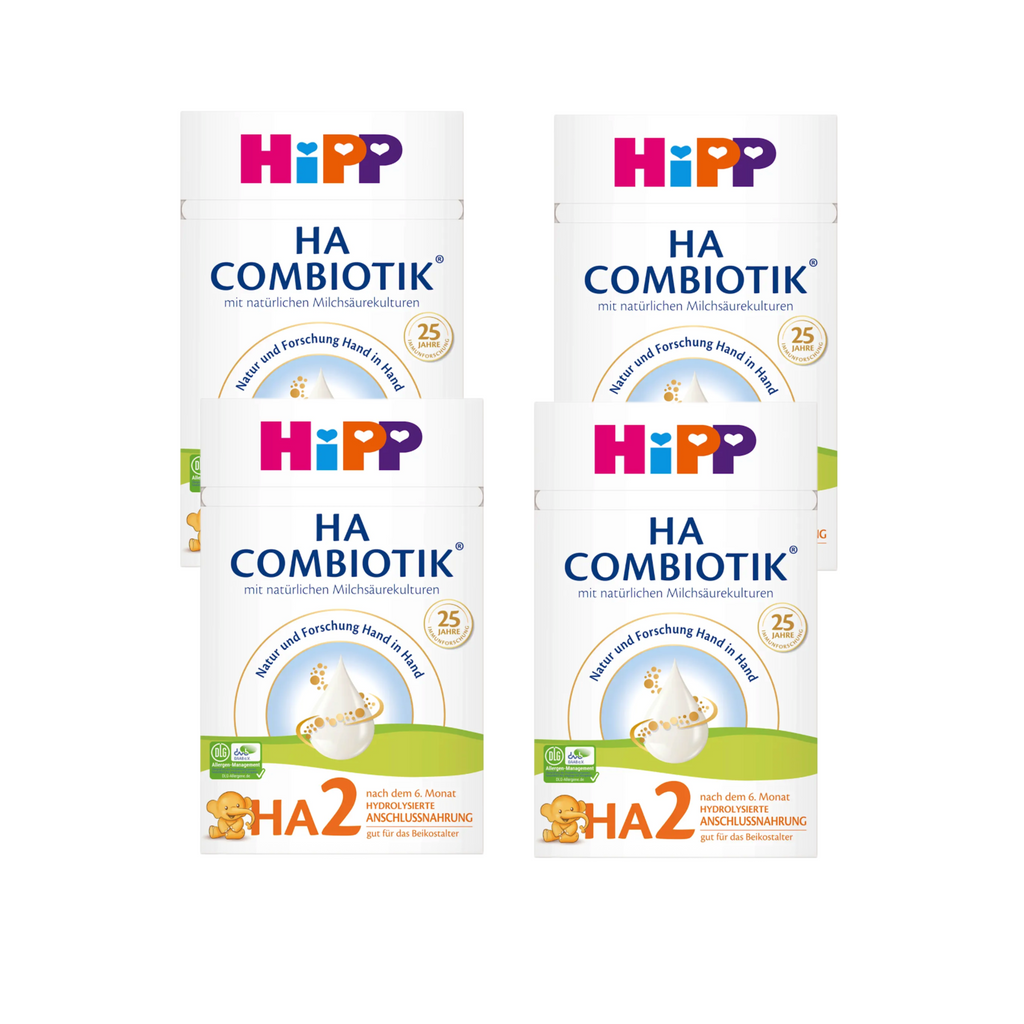 HiPP HA 2 COMBIOTIK Follow-On Formula Family Value Pack 2400g 4 × 600 g | From 6 Months | Hydrolyzed Protein | Natural Lactic Cultures, GOS & DHA