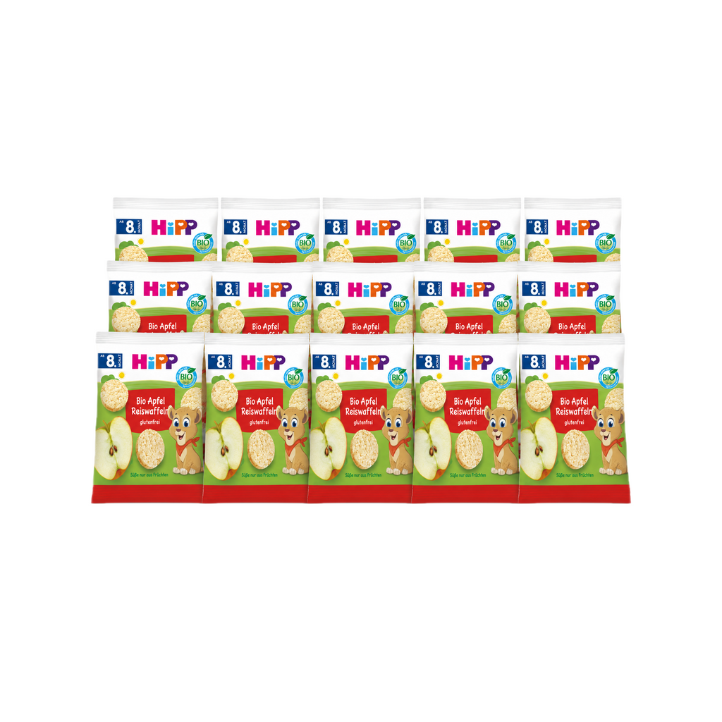 HiPP Organic Apple Rice Cakes Value Pack 15 × 30 g | Baby Snack from 8 Months | Organic | Gluten Free | No Added Sugar