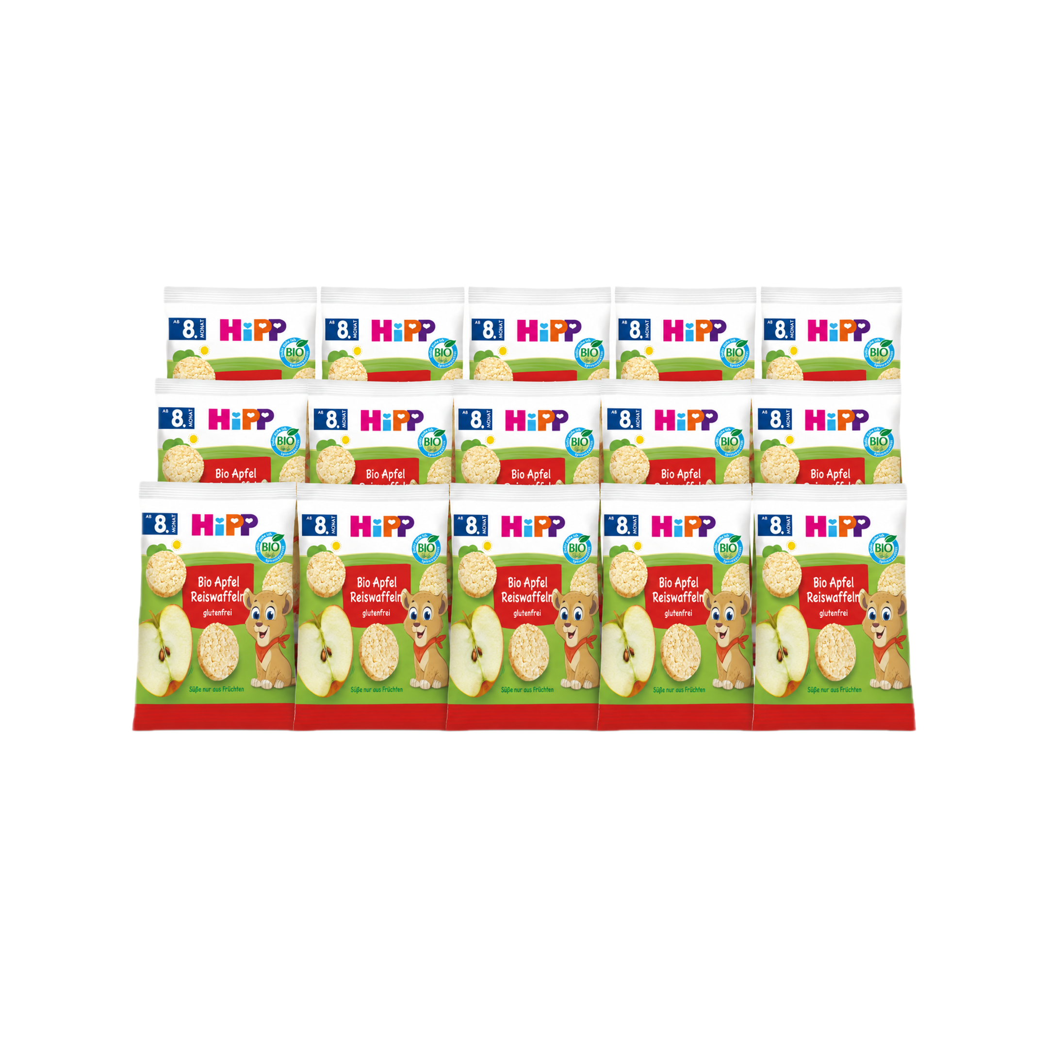 HiPP Organic Apple Rice Cakes Value Pack 15 × 30 g | Baby Snack from 8 Months | Organic | Gluten Free | No Added Sugar
