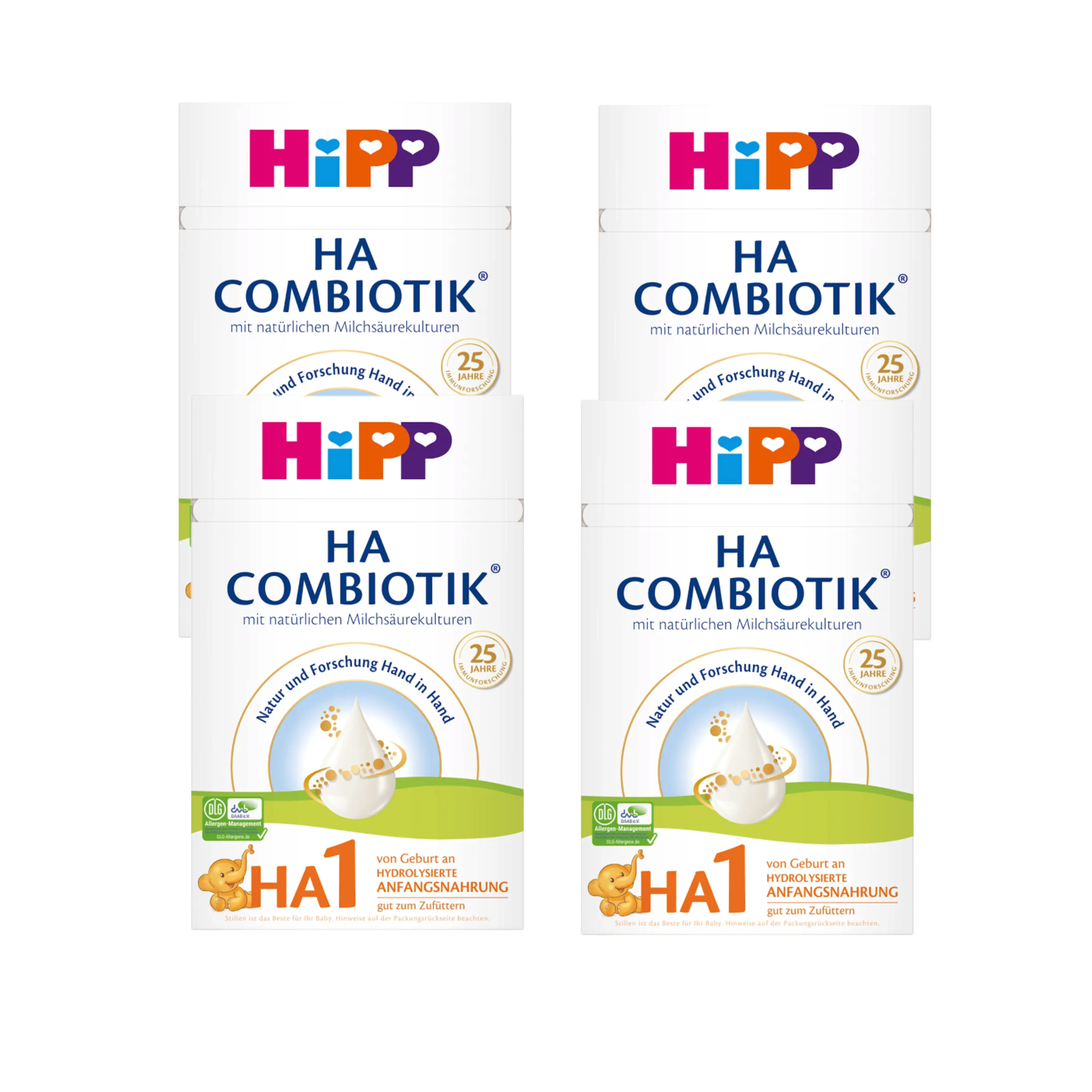 HiPP HA 1 COMBIOTIK Infant Formula Family Value Pack 2400g 4 × 600 g | From Birth | Hydrolyzed Protein | Natural Lactic Cultures, GOS & DHA
