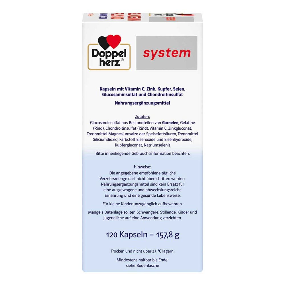 Doppelherz 系统葡萄糖胺 Plus 800 粒胶囊，120 粒 x 2 包 PZN 09337942