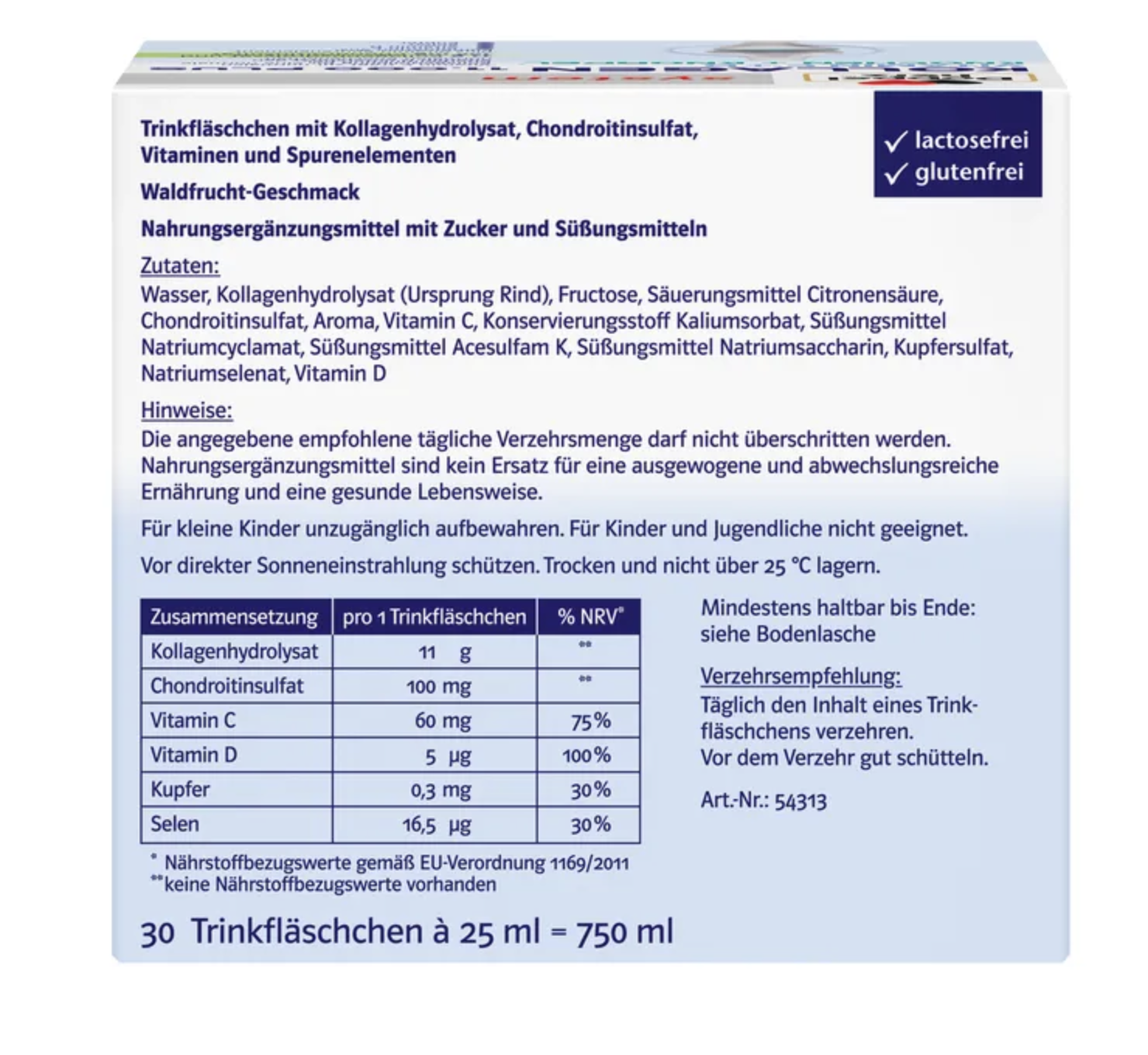 Doppelherz 系统胶原蛋白 11,000 Plus 安瓿 30 x 25 ml PZN 07625039