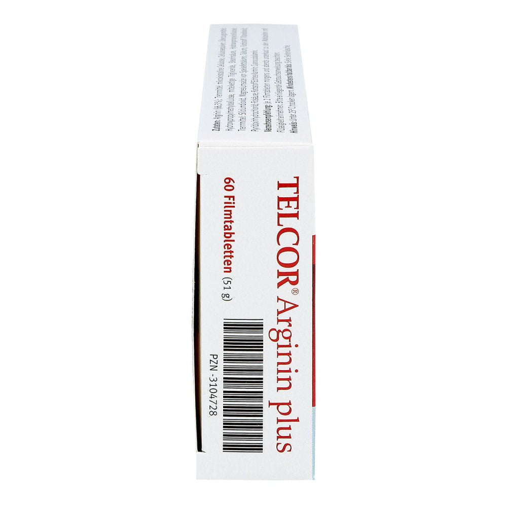 Telcor Arginin Plus 60 Film-Coated Tablets | Premium L-Arginine + Vitamin B6, B12 & Folic Acid | Vascular Nutritional Support | Vegan Made in Germany PZN 03104728