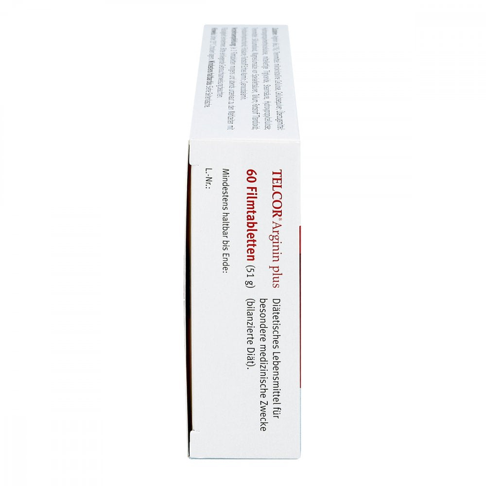 Telcor Arginin Plus 60 Film-Coated Tablets | Premium L-Arginine + Vitamin B6, B12 & Folic Acid | Vascular Nutritional Support | Vegan Made in Germany PZN 03104728
