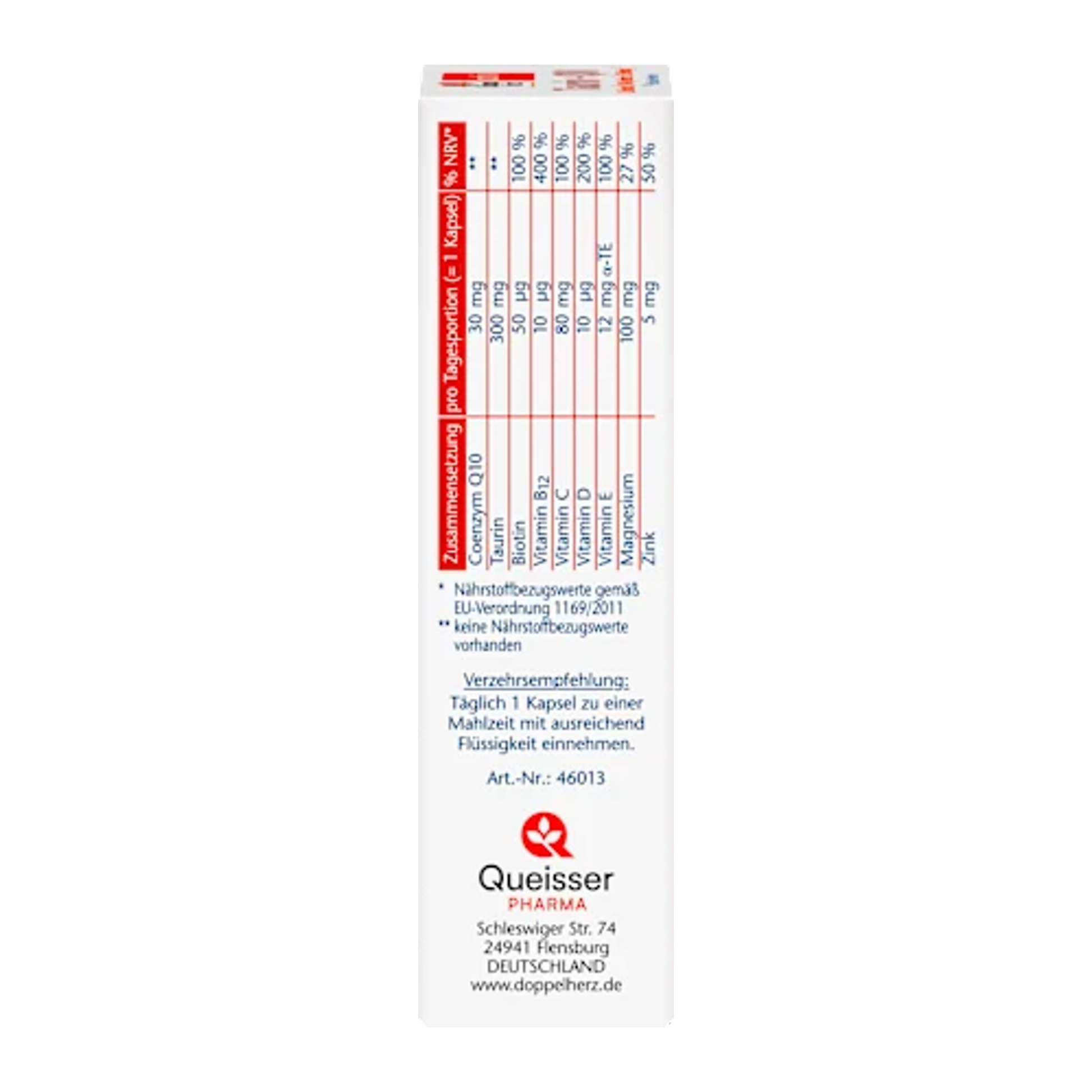 Doppelherz Taurine + Q10 Capsules 30 pcs x 2 packs