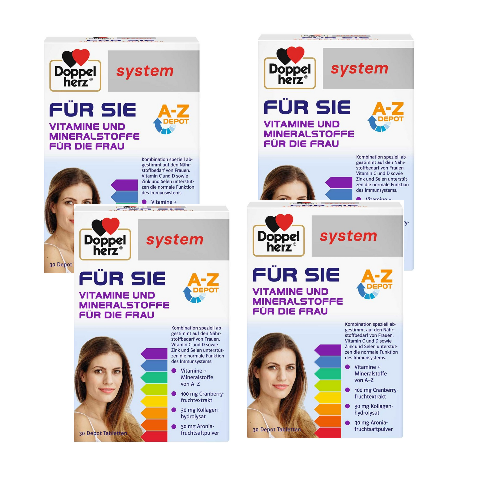 Doppelherz 女性系统复合营养片剂，30 片 x 4 盒 PZN：10131884