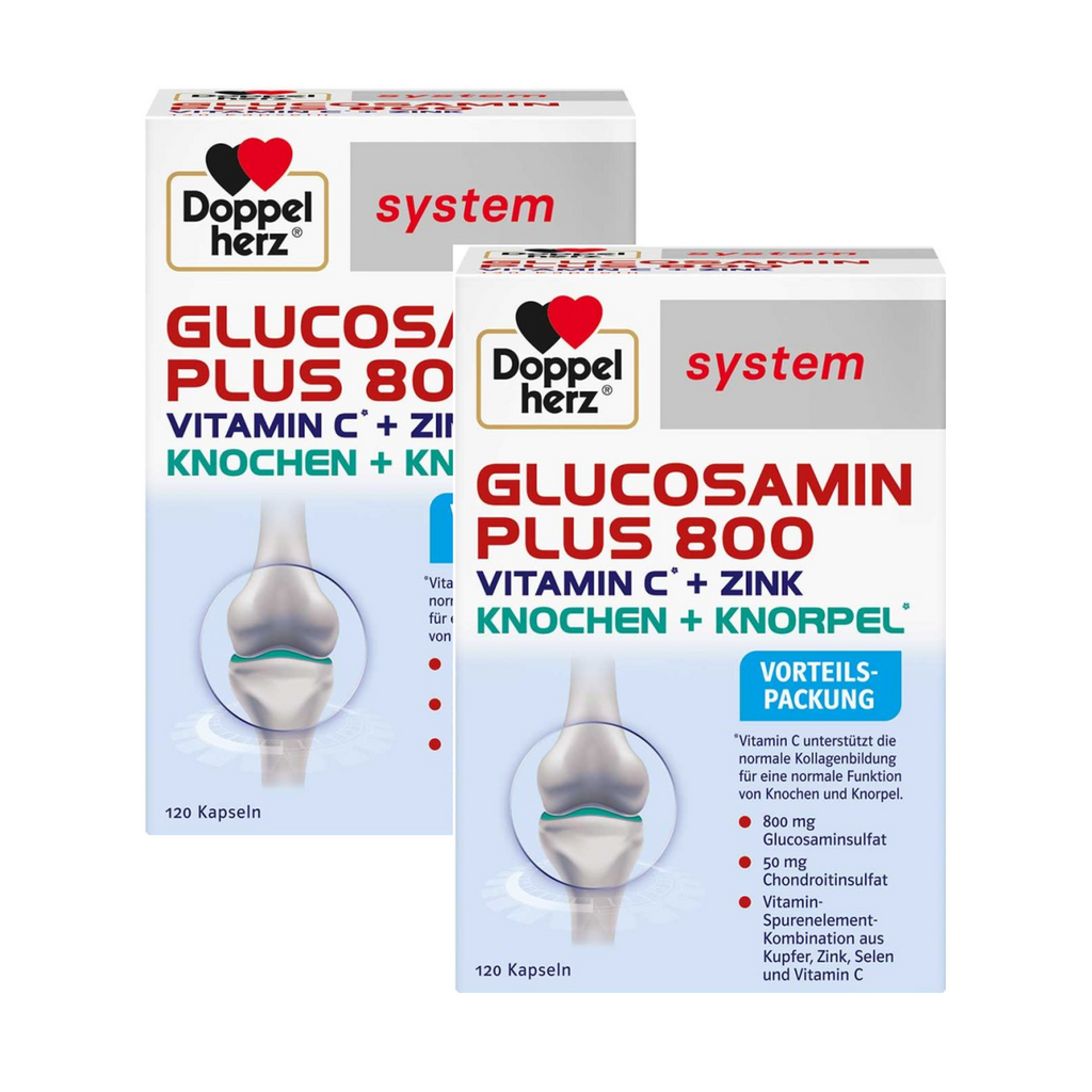 Doppelherz 系统葡萄糖胺 Plus 800 粒胶囊，120 粒 x 2 包 PZN 09337942