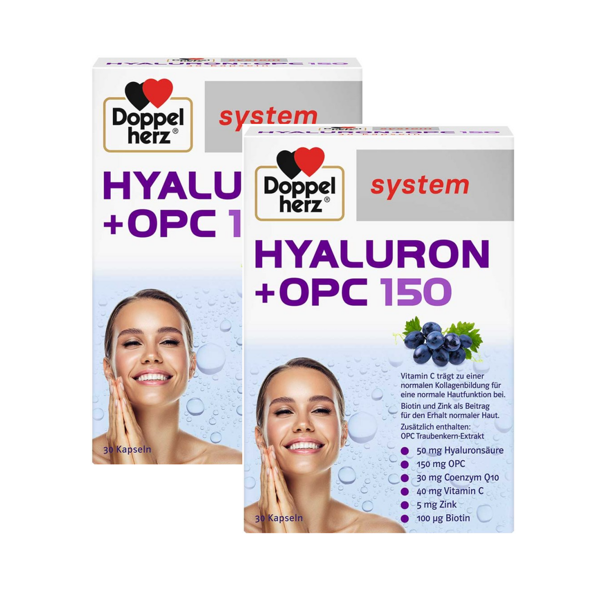 Doppelherz Hyaluron + OPC 系统胶囊，30 粒 x 2 包 PZN 18794696