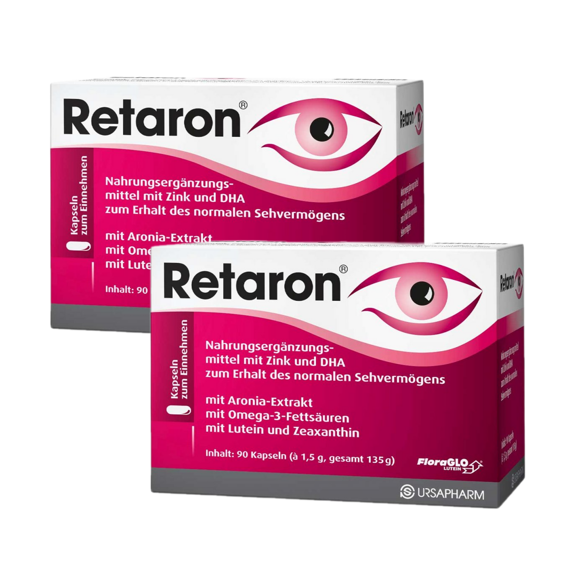 Retaron 叶黄素+与米黄色+野樱莓护眼胶囊 90粒 x 2 盒 PZN 07762345