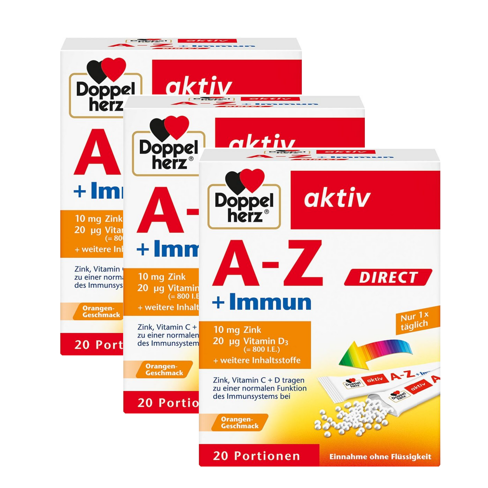 Doppelherz 维生素A-Z增强免疫直饮颗粒 20袋装 x 3盒 PZN 16687909