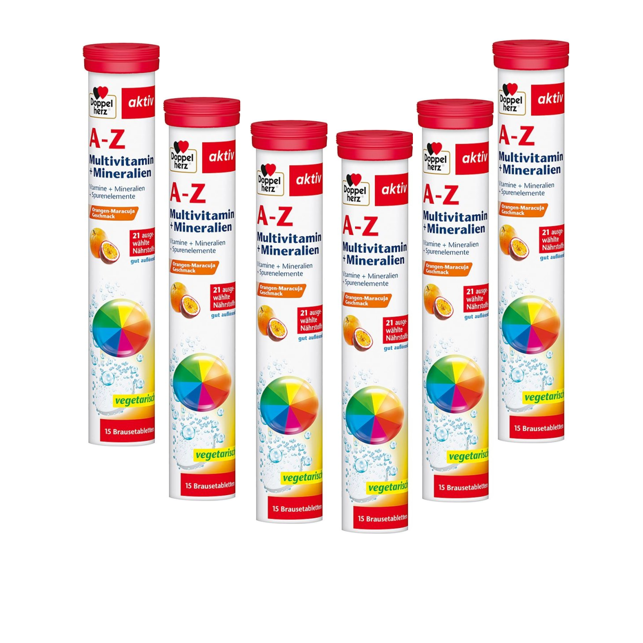Doppelherz aktiv A-Z Multivitamin + Minerals | 21 Vitamins, Minerals & Trace Elements | Vitamin C, D, B Complex, Magnesium & Zinc | Orange-Passion Fruit | 15 Effervescent Tablets | PZN 06411218