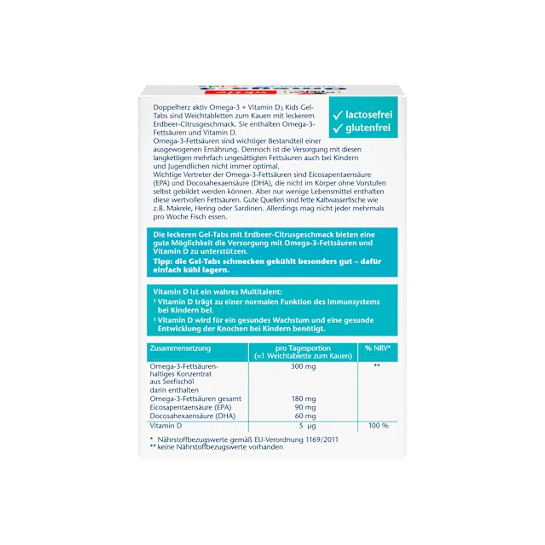 Doppelherz Omega-3 儿童凝胶片 63 片，适合 4 岁以上儿童