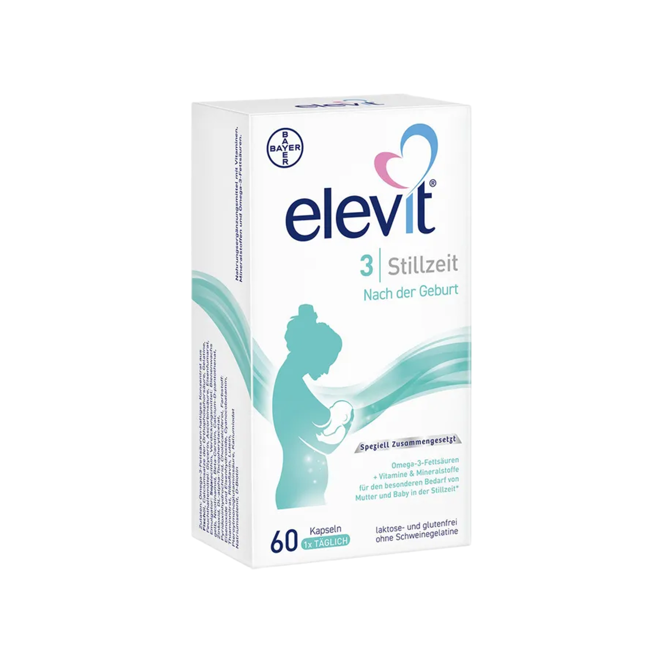 Elevit 3 Breastfeeding Vitamins 60 Soft Capsules | Omega-3 DHA, Folate & Iodine | Postnatal Multivitamin for Nursing Mothers PZN 13162655